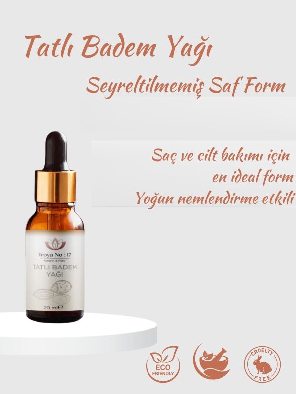 Tatlı Badem Yağı - %100 Doğal Ve Seyreltilmemiş 20 ml