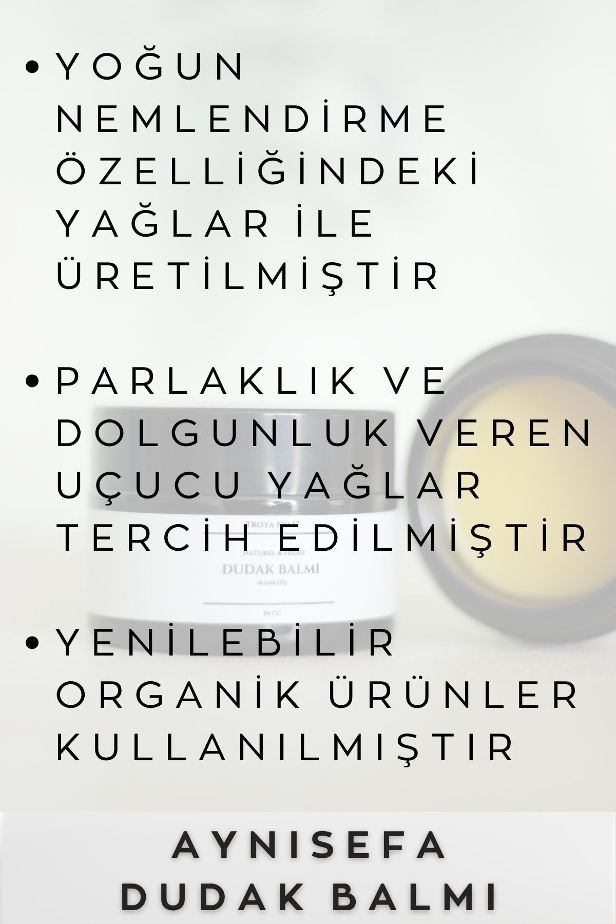 Aynisefa Özlü Dudak Balmı (RENKSİZ) - %100 Doğal Ve Organik