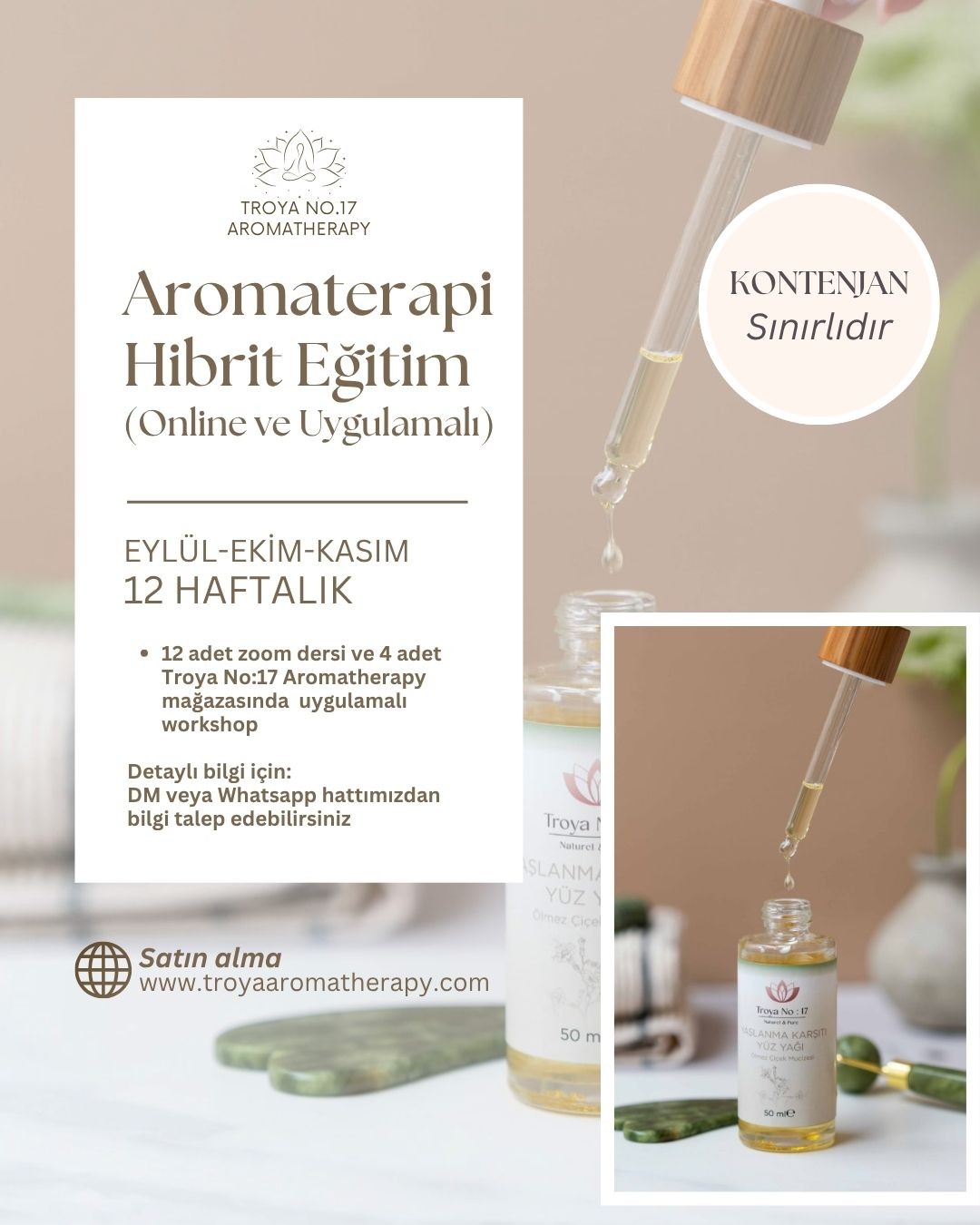 Aromaterapi Hibrit Eğitim (Online + Workshoplara Uzaktan Katılım)