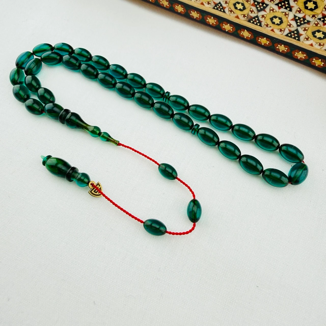 Usta İmzalı Petrol Mavisi Ateş Kehribar Tespih | Koleksiyonluk Derinlik