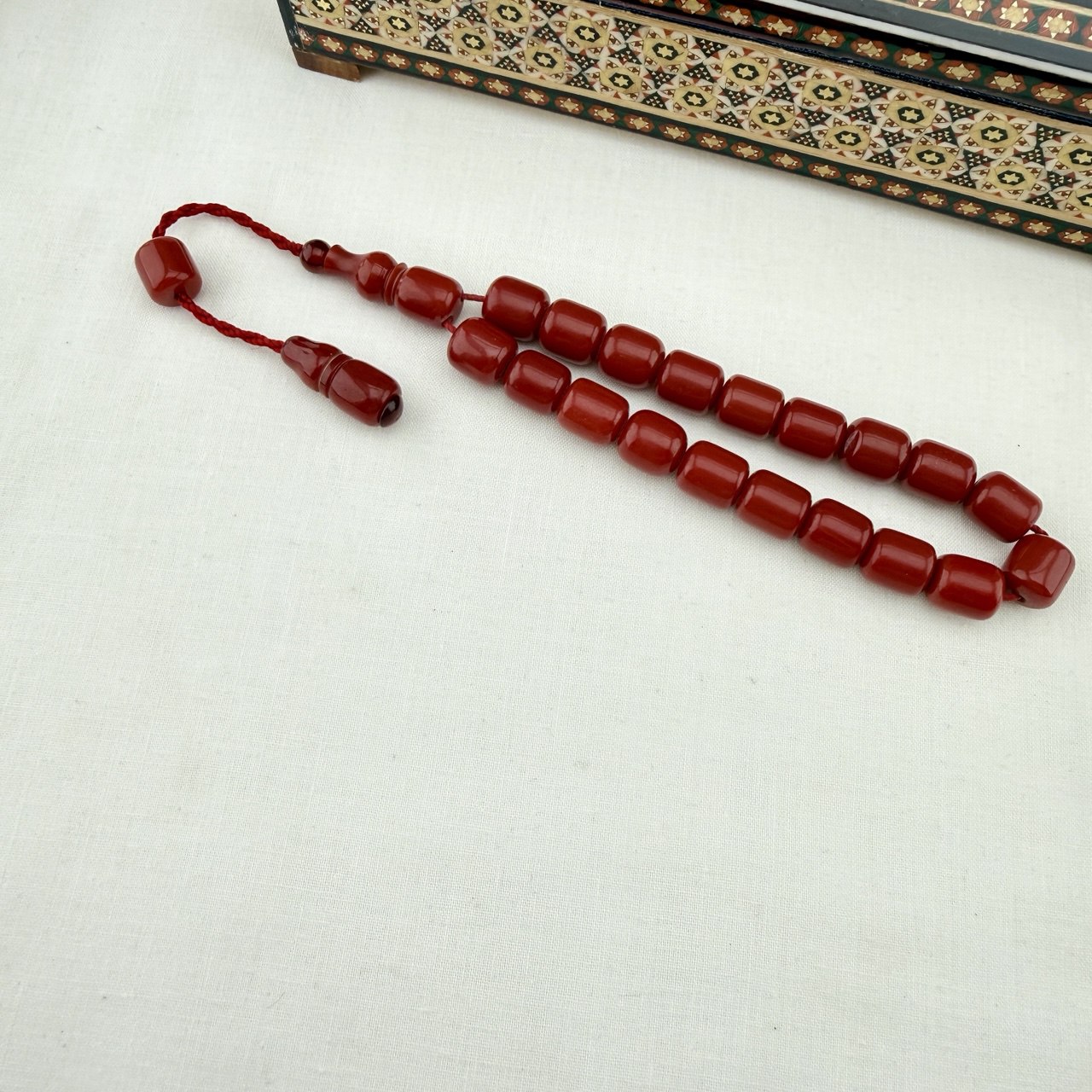 Mercan Rengi Sıkma Kehribar Efe Tespih