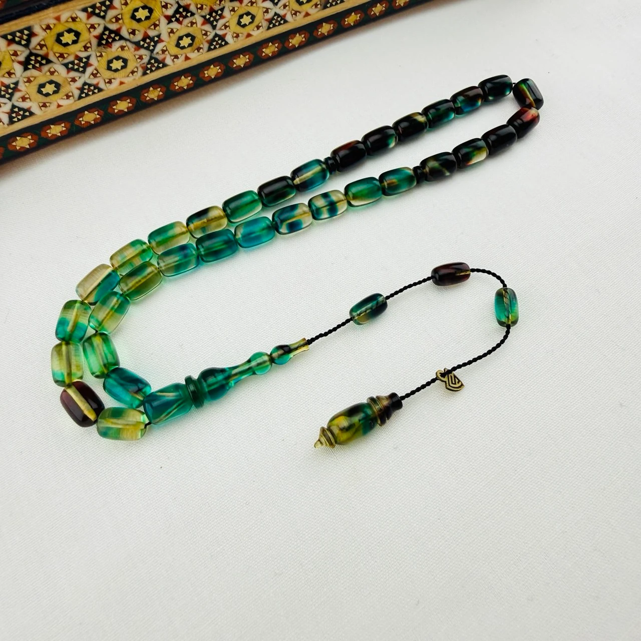 Usta İmzalı Süzme Hareli Renkli Ateş Kehribar Tespih | Koleksiyonluk Görsel Şölen