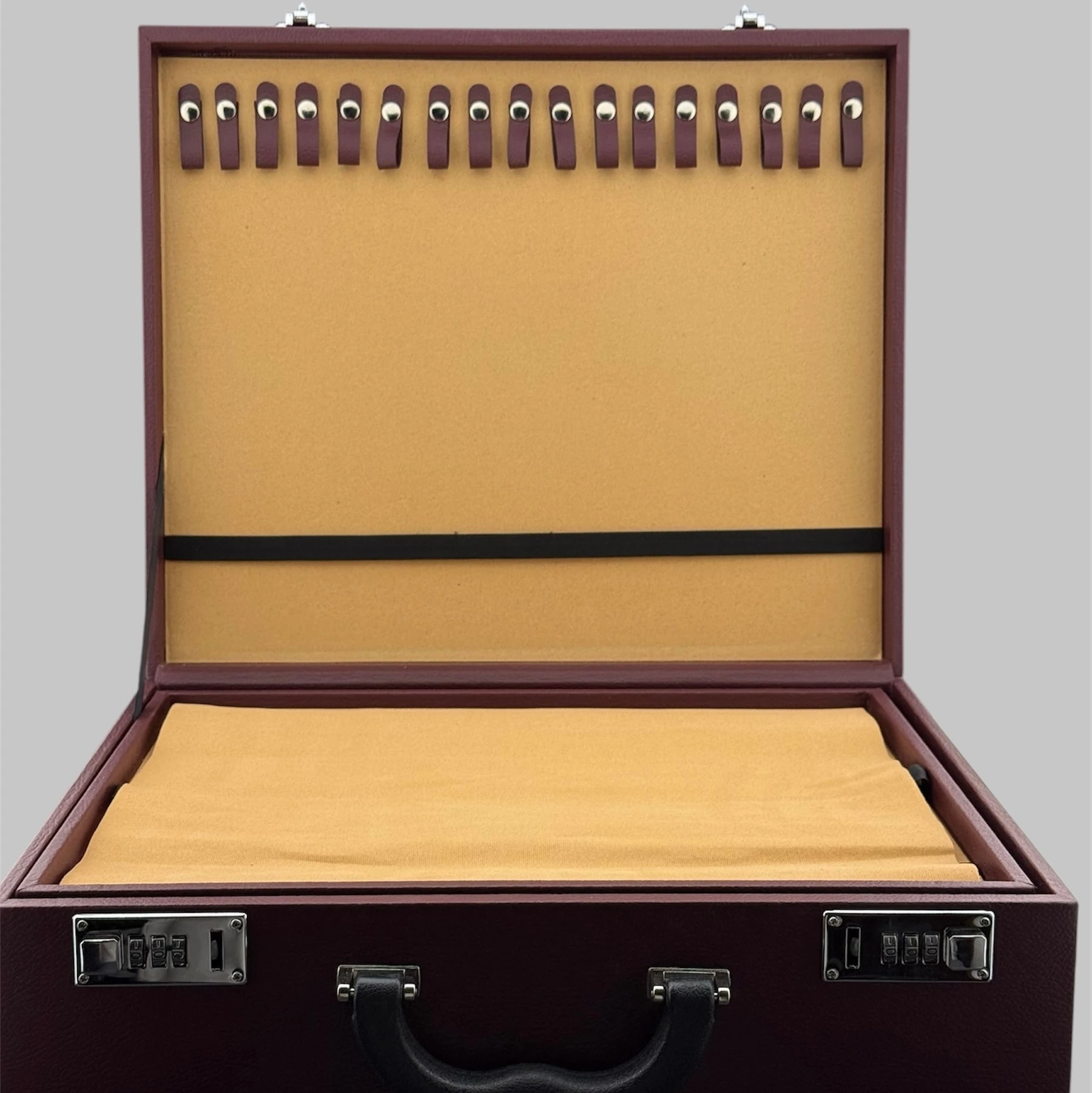 Bordo Deri Desenli 114'lü Koleksiyonluk Şifreli Tesbih Çantası