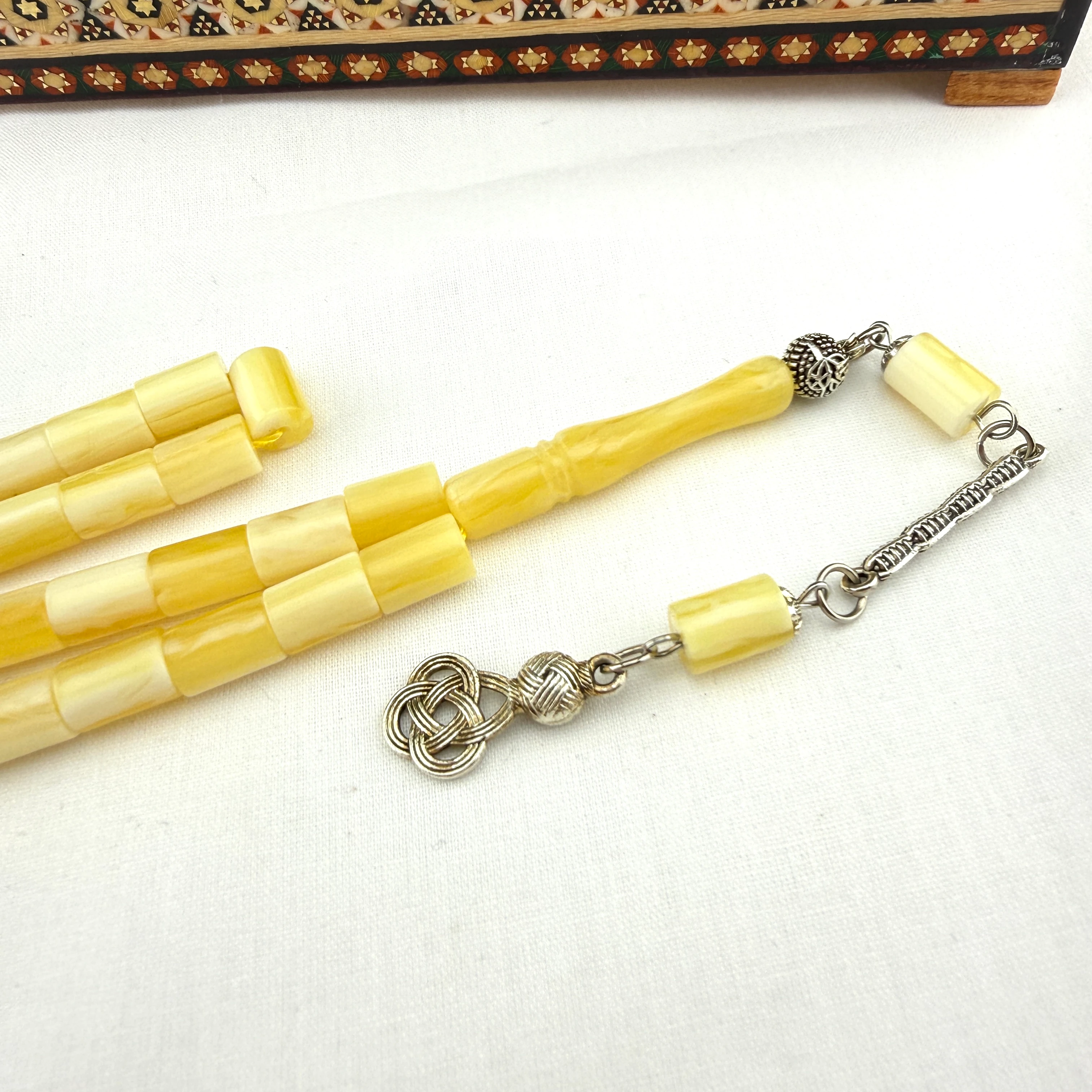 Beyrut Kehribarı Sarının Haresinin Gücü, Gümüş Dizayn Püsküllü El İşçiliği Tespih