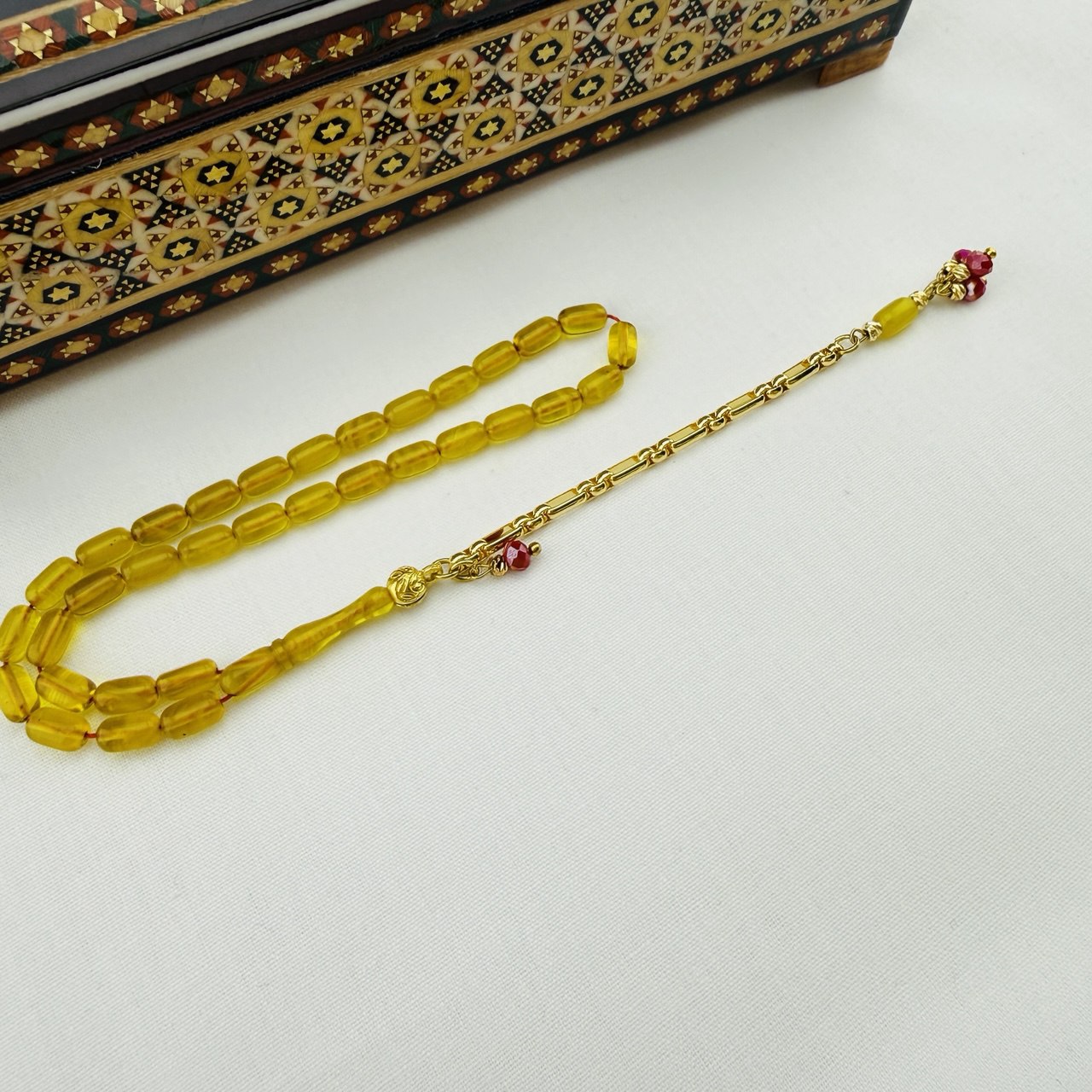 Usta İşi Bilek Boy Hareli Sıkma Kehribar Tespih  Gümüş Püsküllü Zarif