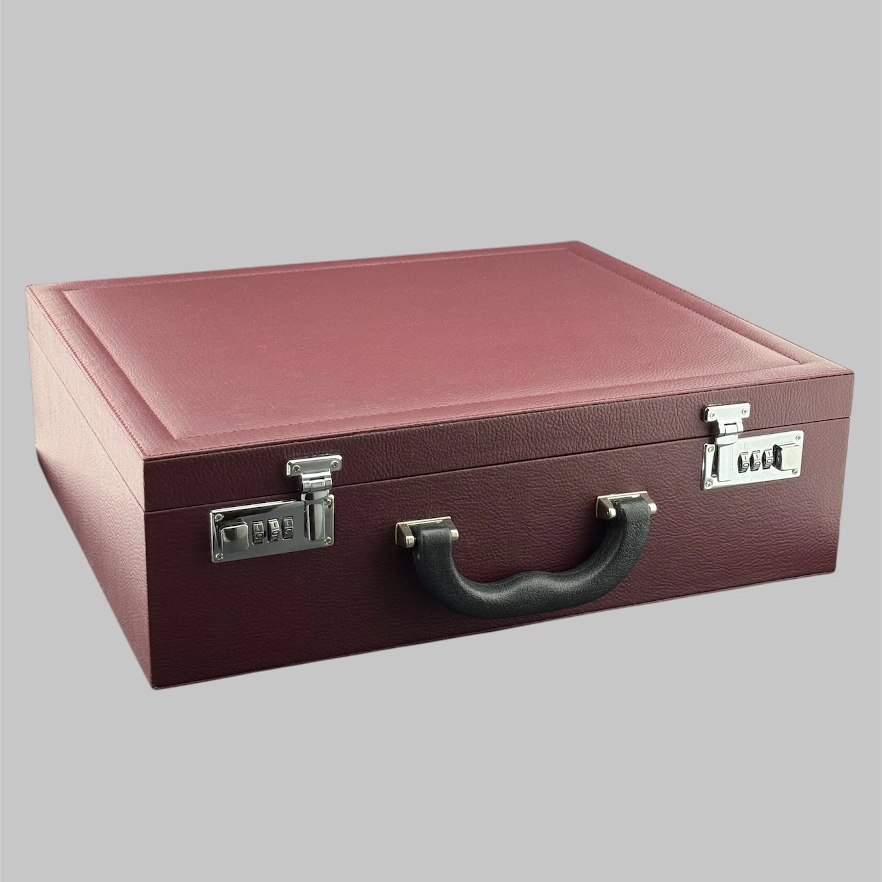 Bordo Deri Desenli 114'lü Koleksiyonluk Şifreli Tesbih Çantası