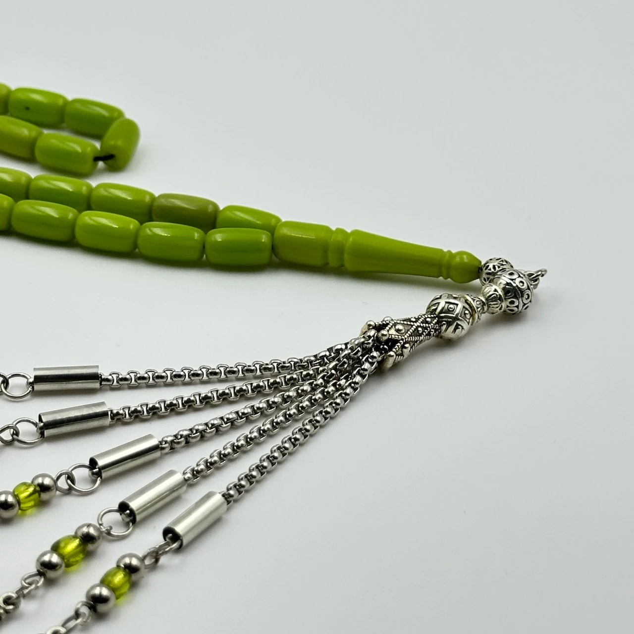 Limoni Yeşil Renk Alman Bakalit Usta Yapımı Koleksiyonluk Tespih