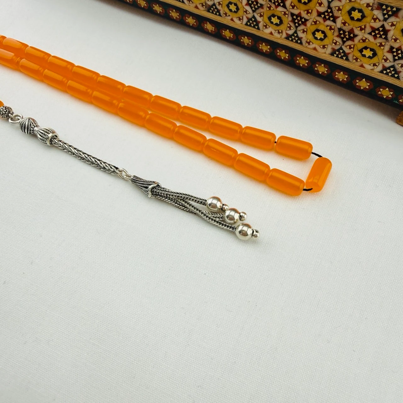 Usta İşi Nadir Renk Alman Bakalit Tespih | Gümüş Püsküllü Vintage Koleksiyon