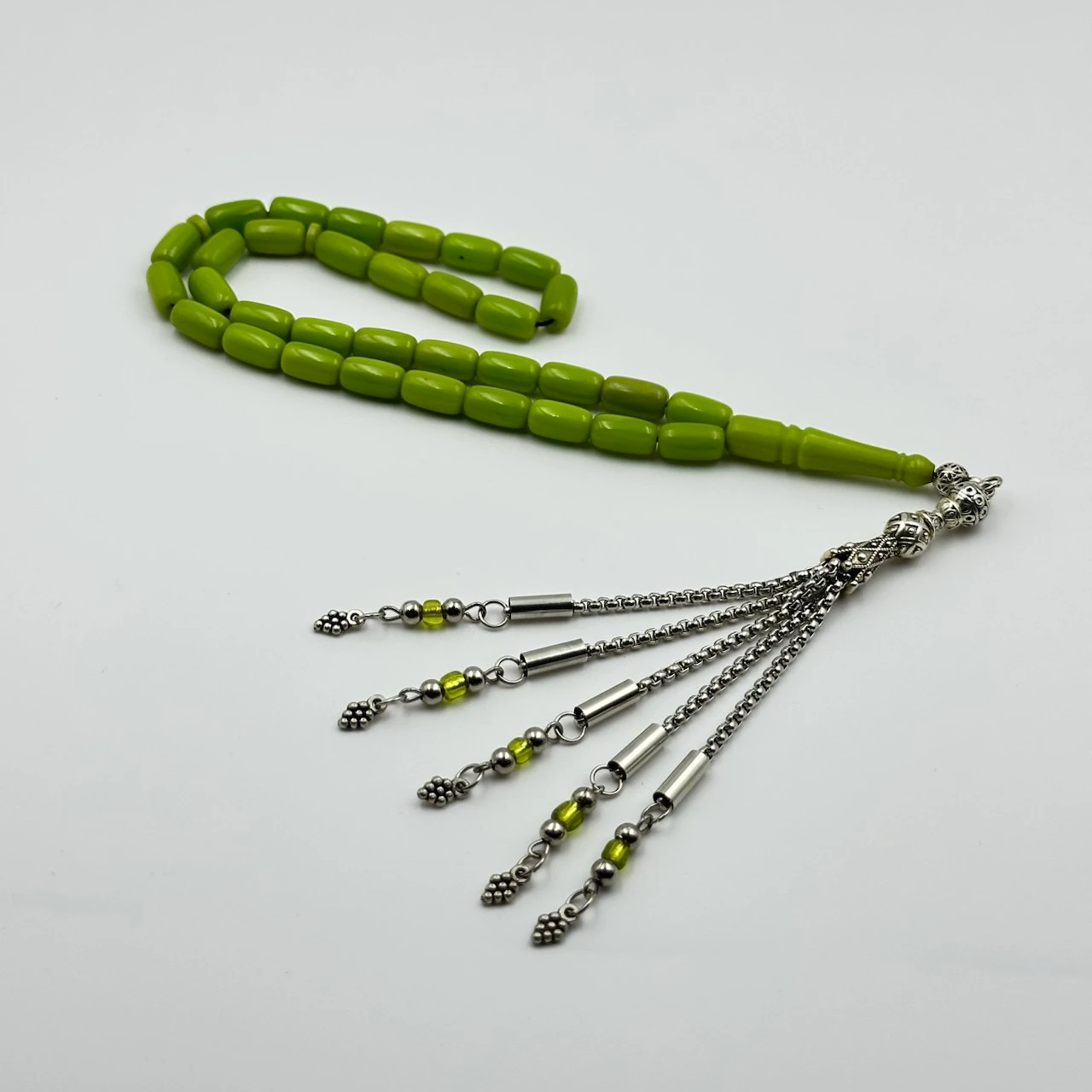 Limoni Yeşil Renk Alman Bakalit Usta Yapımı Koleksiyonluk Tespih