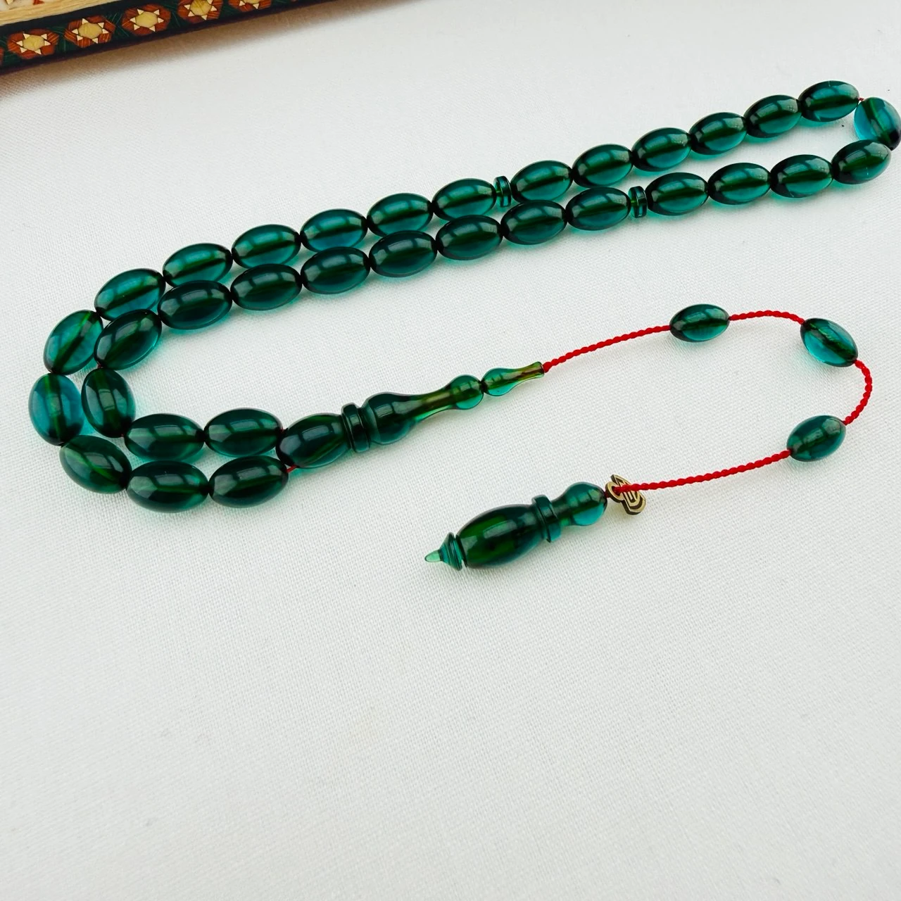 Usta İmzalı Petrol Mavisi Ateş Kehribar Tespih | Koleksiyonluk Derinlik