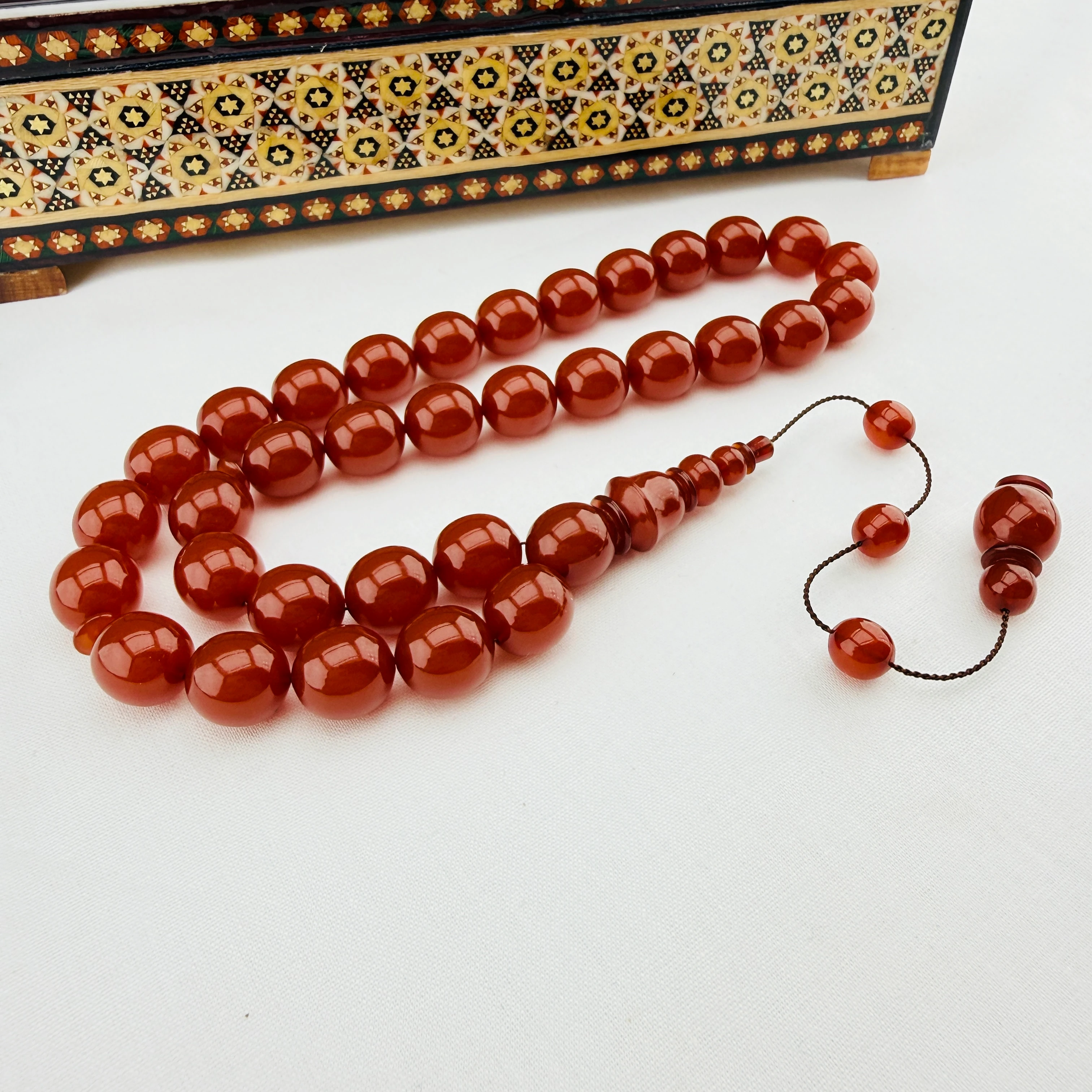 Osmanlı Sıkma Yemen Malzemeden Yapılmış El İşçiliği Tespih