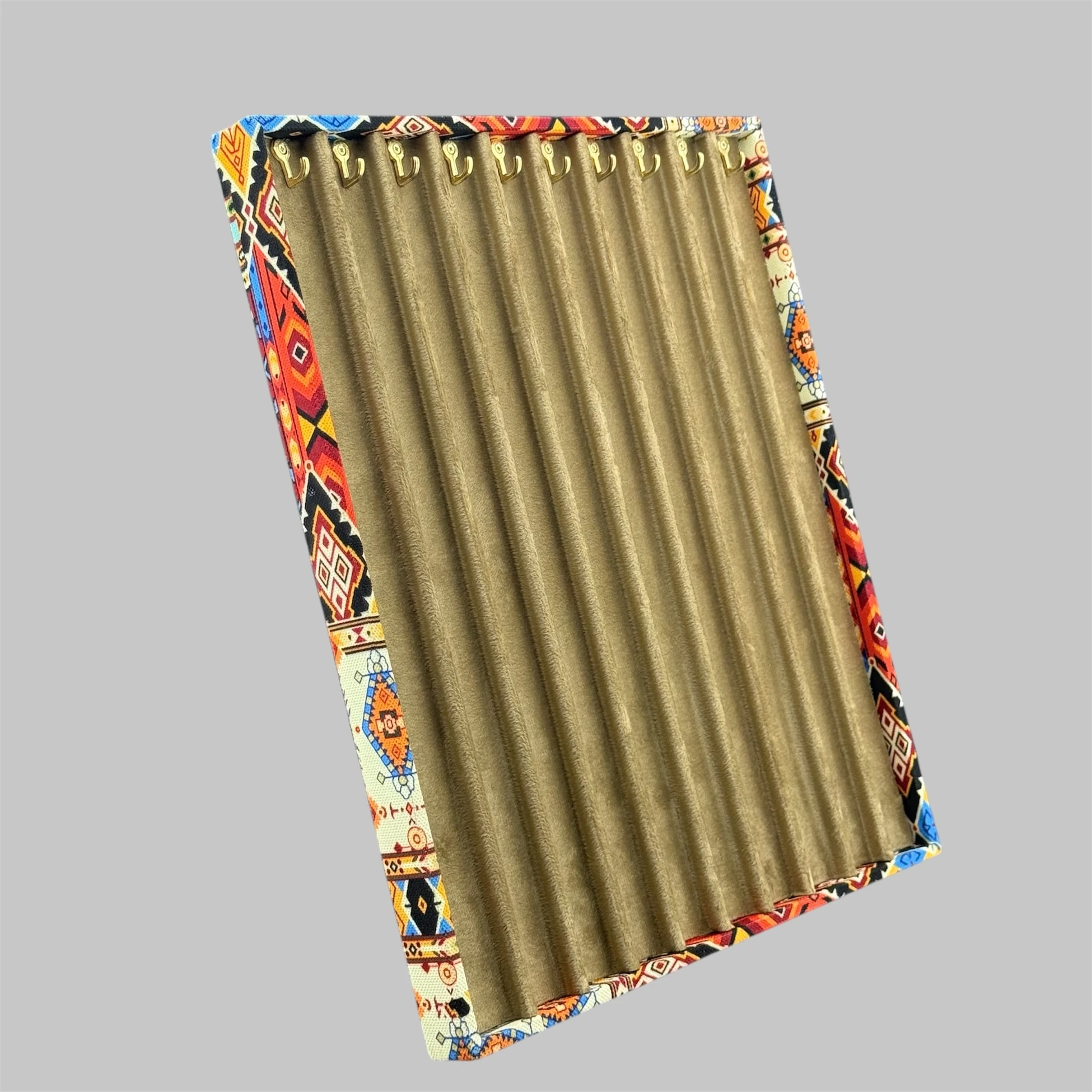 Otantik Motifli Kadife Kumaşlı Katlanabilir Ayaklı 10'lu Koleksiyon Tesbih Panosu