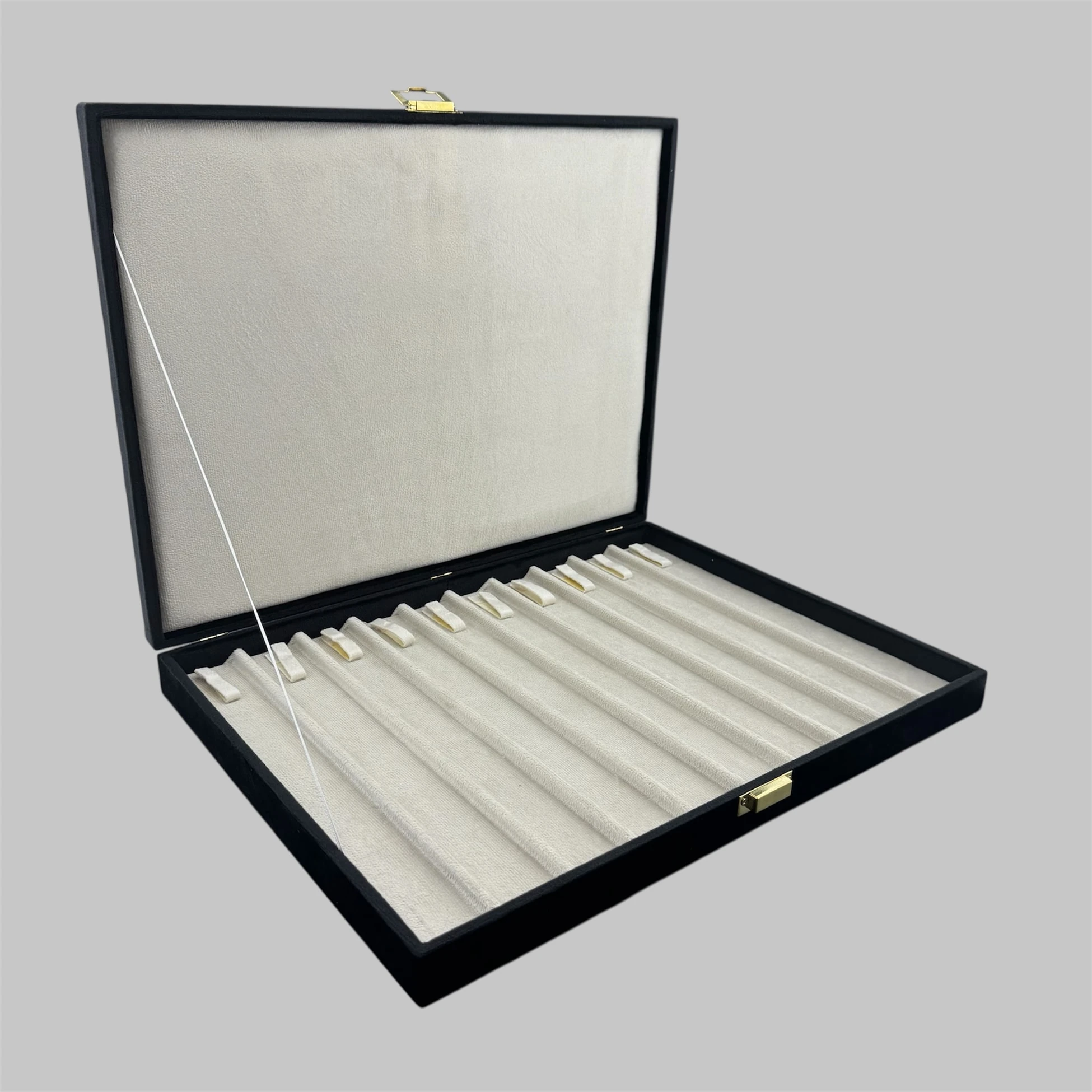 10 Bölmeli Siyah Kadife Tesbih Kutusu