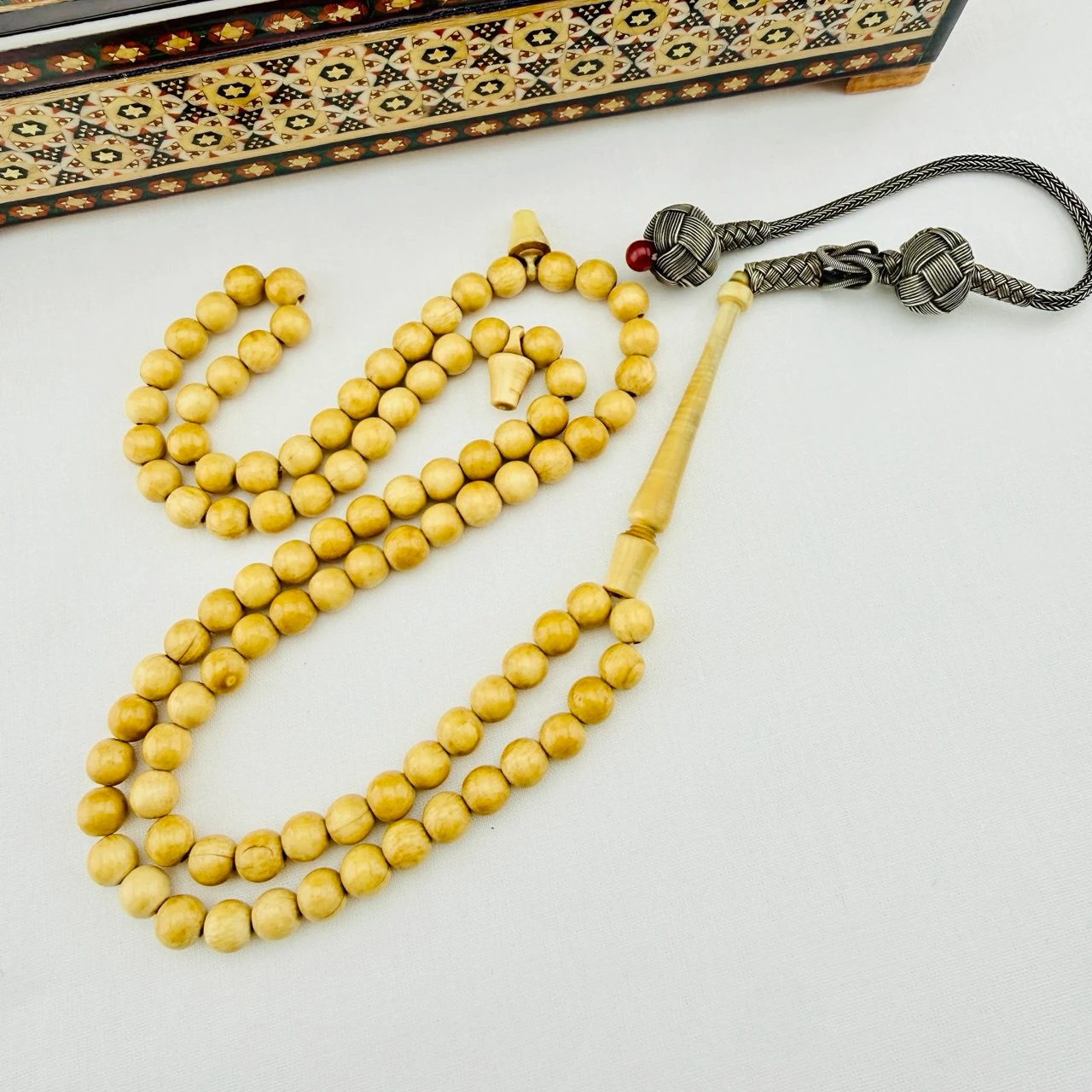 99’luk Fil Dişi Tespih – Mevlana Kapılı Mahmut Efendi Usta Yapımı Antika Koleksiyonluk Eser