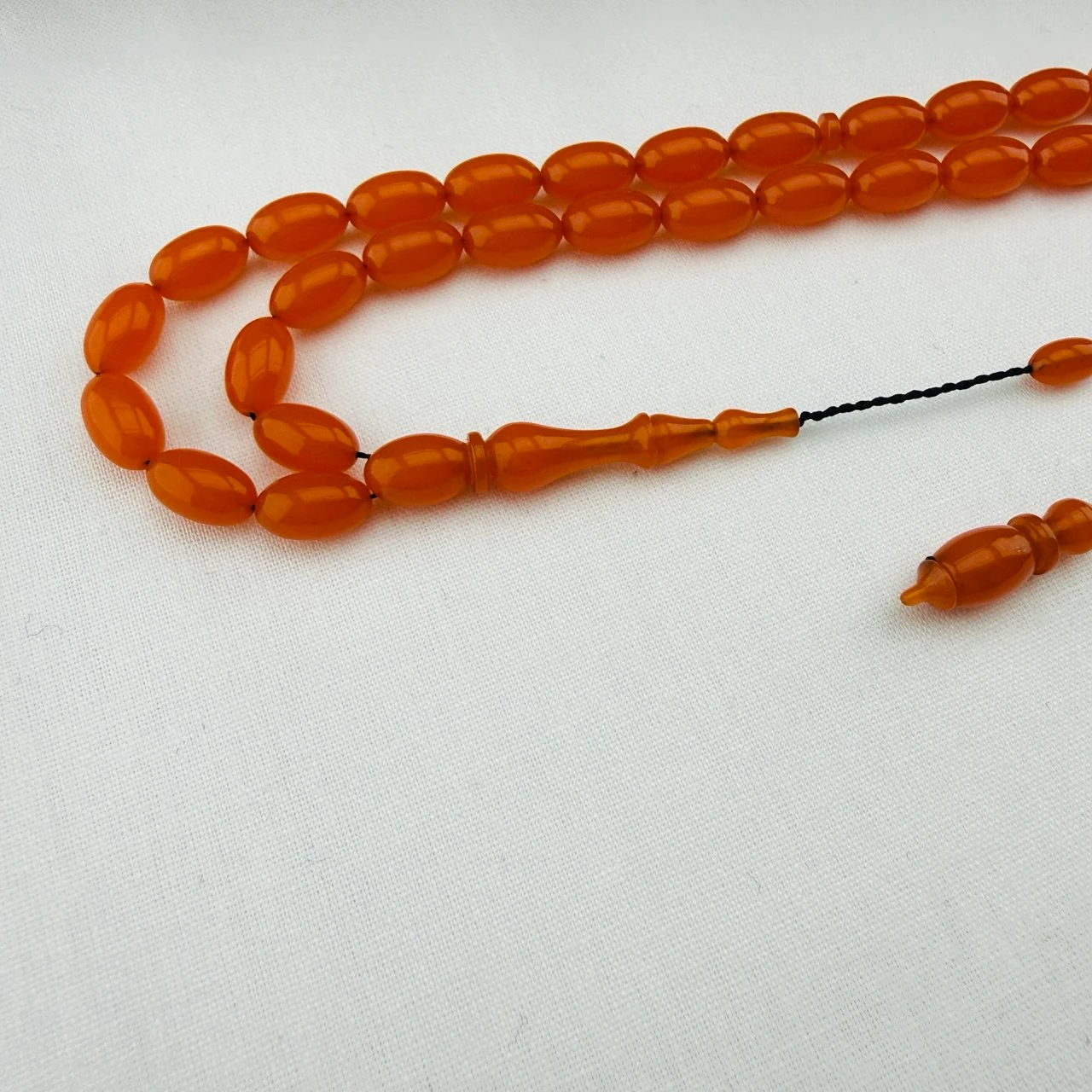 Usta İşi Turuncu Sıkma Kehribar Tespih Günlük Çekim İçin İdeal El Boyu