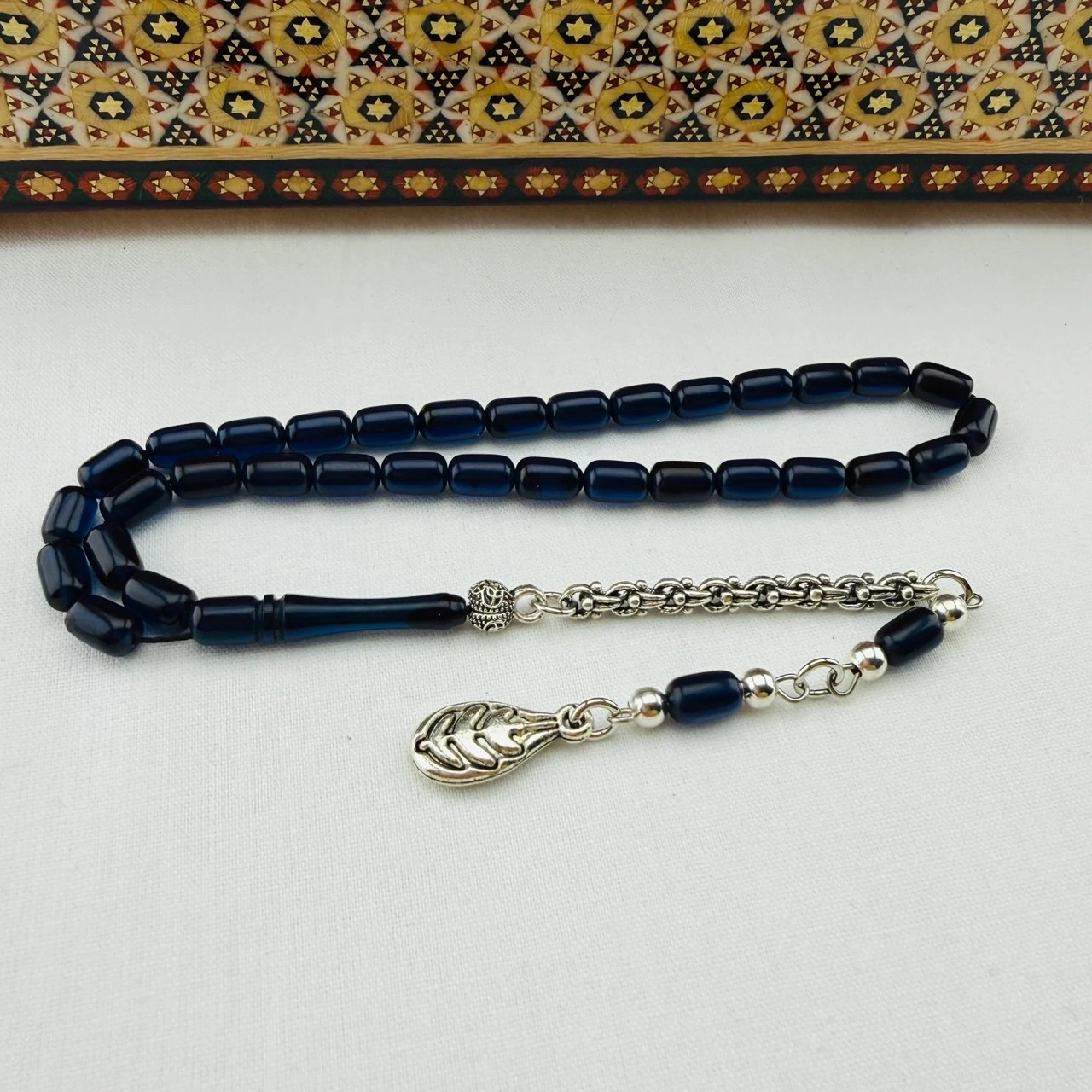 Usta İşi Bilek Boy Mavi Ateş Kehribar Tespih  Zarif ve Çekimlik