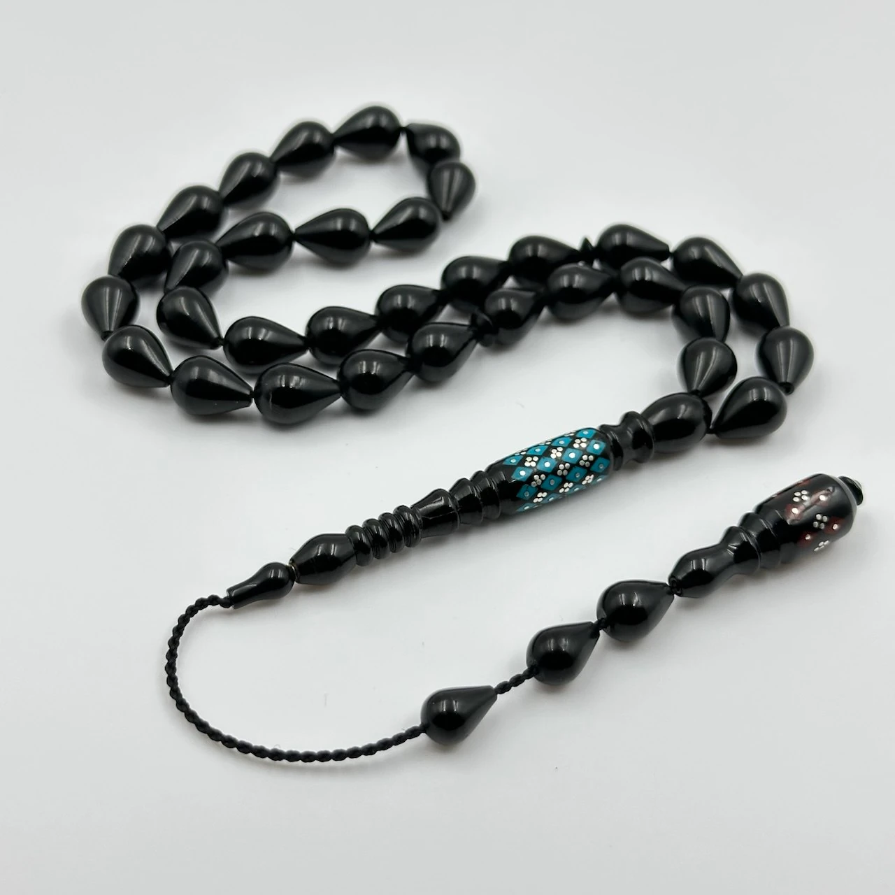 Has Erzurum Oltu Taşı İmame Firuze ve Gümüş İşçilikli Habbe Model Gözyaşı Damla Tasarım