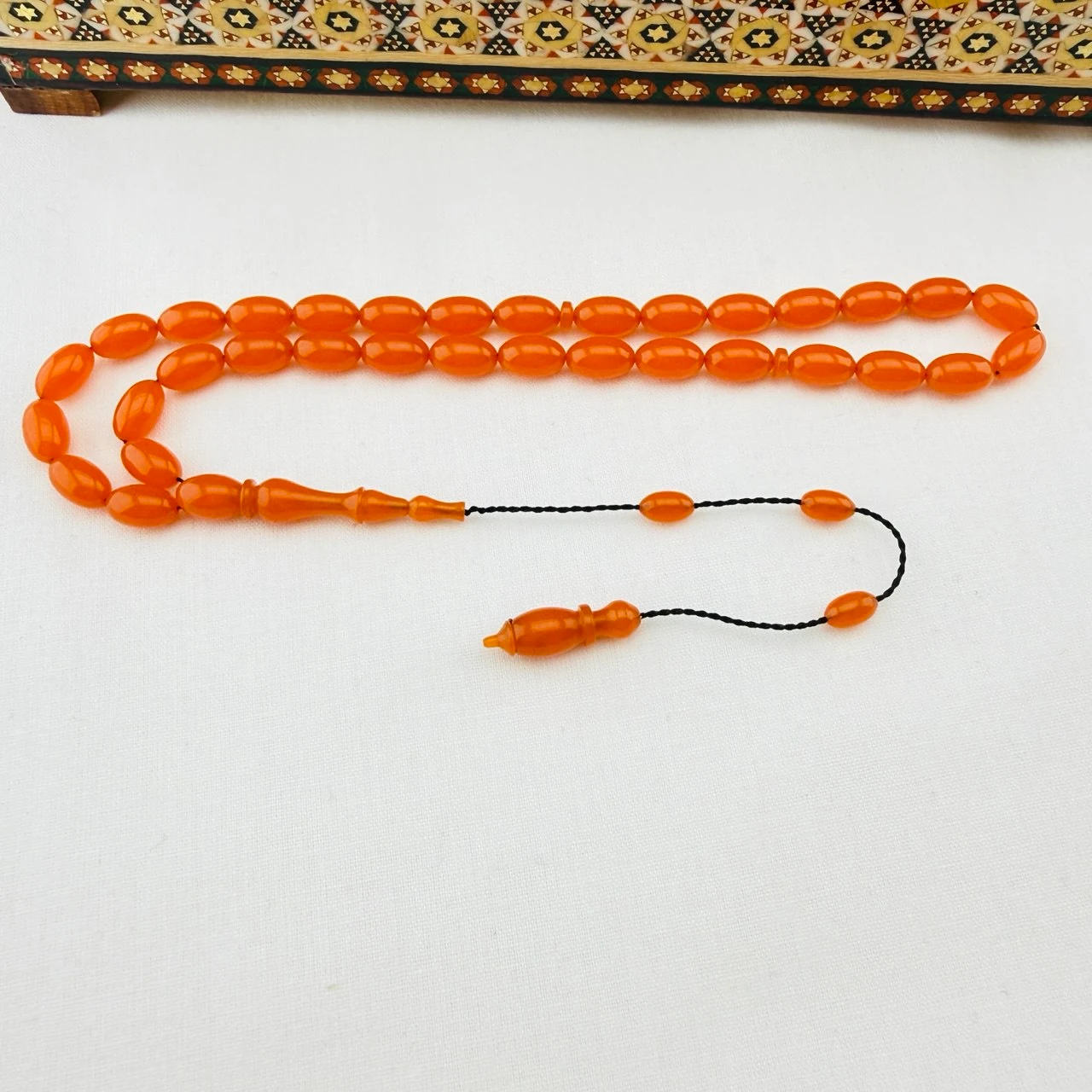 Usta İşi Turuncu Sıkma Kehribar Tespih Günlük Çekim İçin İdeal El Boyu