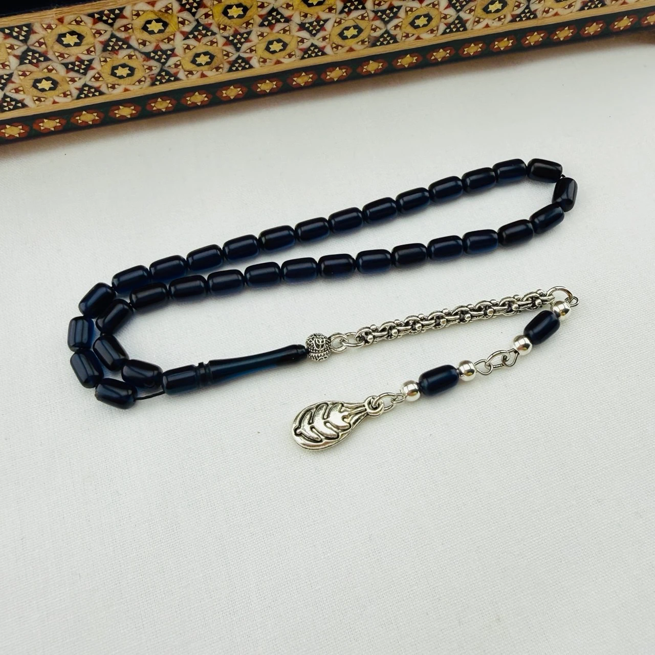 Usta İşi Bilek Boy Mavi Ateş Kehribar Tespih  Zarif ve Çekimlik