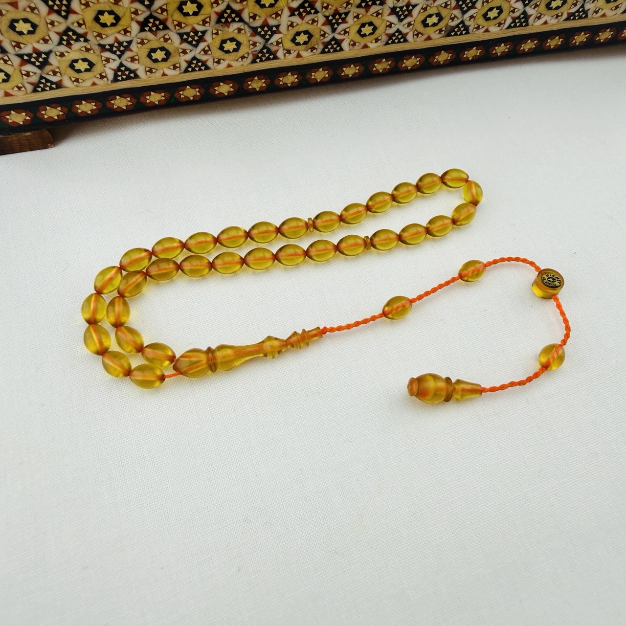 Usta İmzalı Bilek Boy Blok Zar Ateş Kehribar Tespih | Üstün Parlaklık