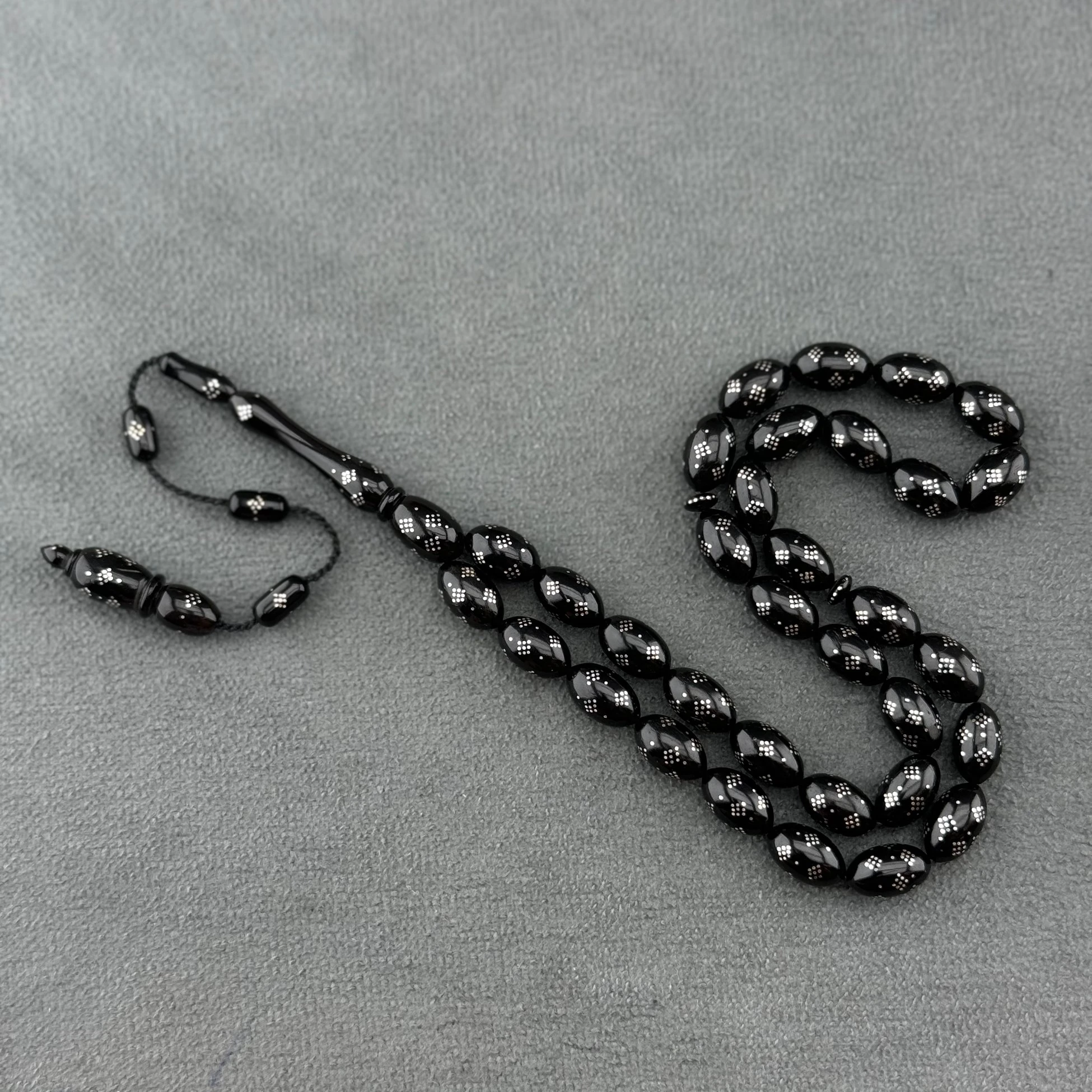 Usta İşçilikli Gümüş Çakımlı Abanoz Ağacı Tespih