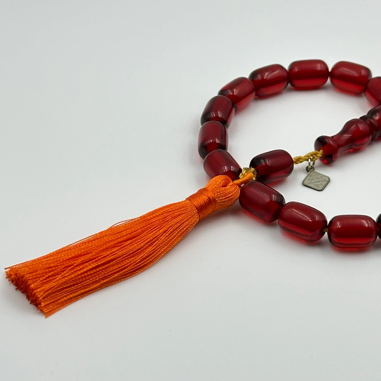 Ateş Kırmızı Sıkma Kehribar Efe Maskot Tespihi