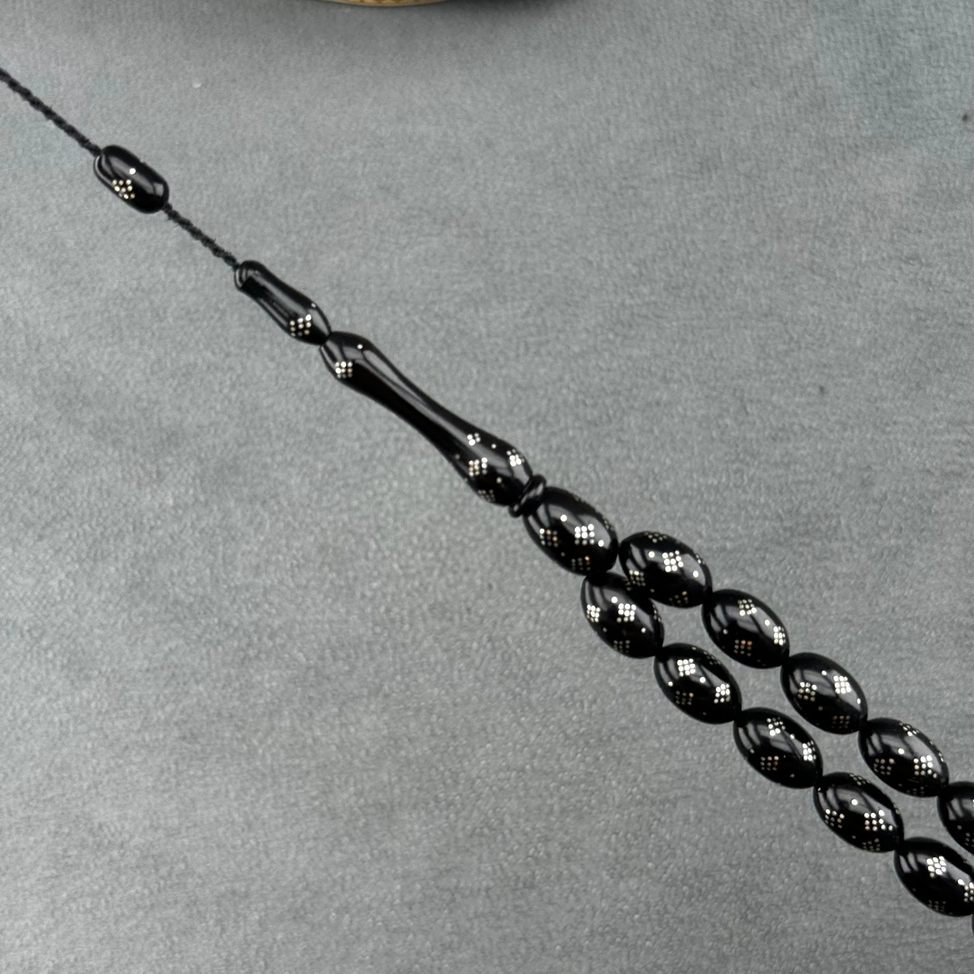 Usta İşçilikli Gümüş Çakımlı Abanoz Ağacı Tespih