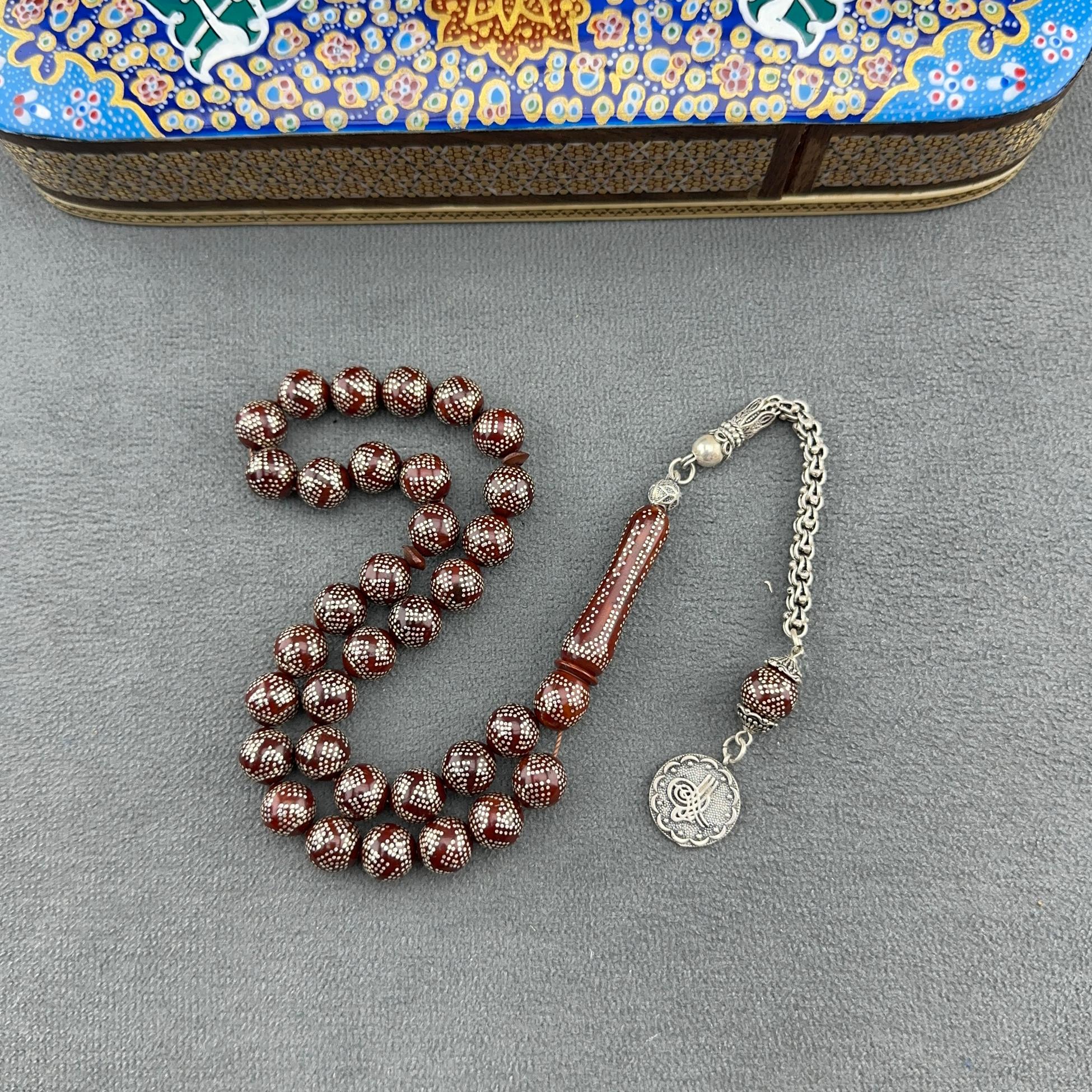 Kral Gümüş Zincirli Yoğun Gümüş Çakımlı Kuka Tespih