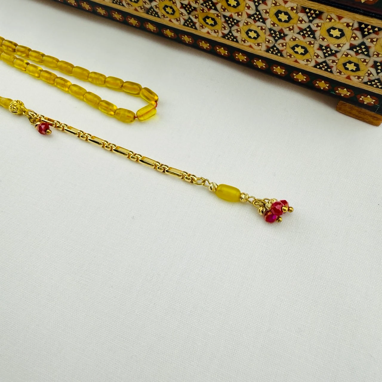 Usta İşi Bilek Boy Hareli Sıkma Kehribar Tespih  Gümüş Püsküllü Zarif