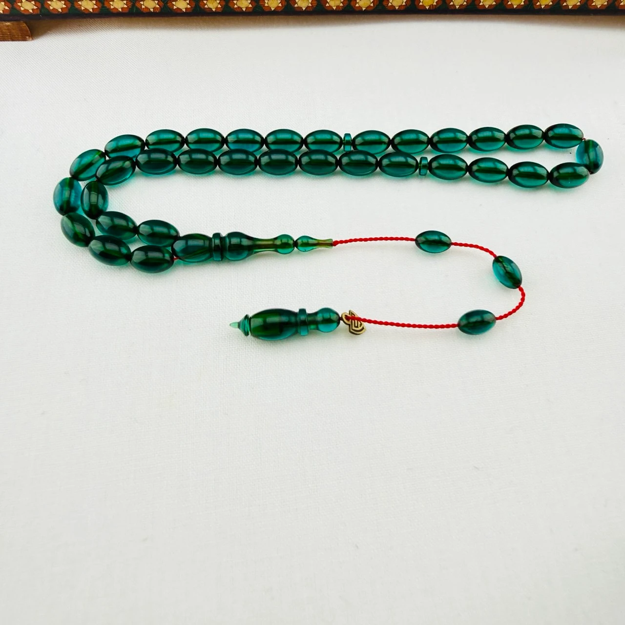 Usta İmzalı Petrol Mavisi Ateş Kehribar Tespih | Koleksiyonluk Derinlik