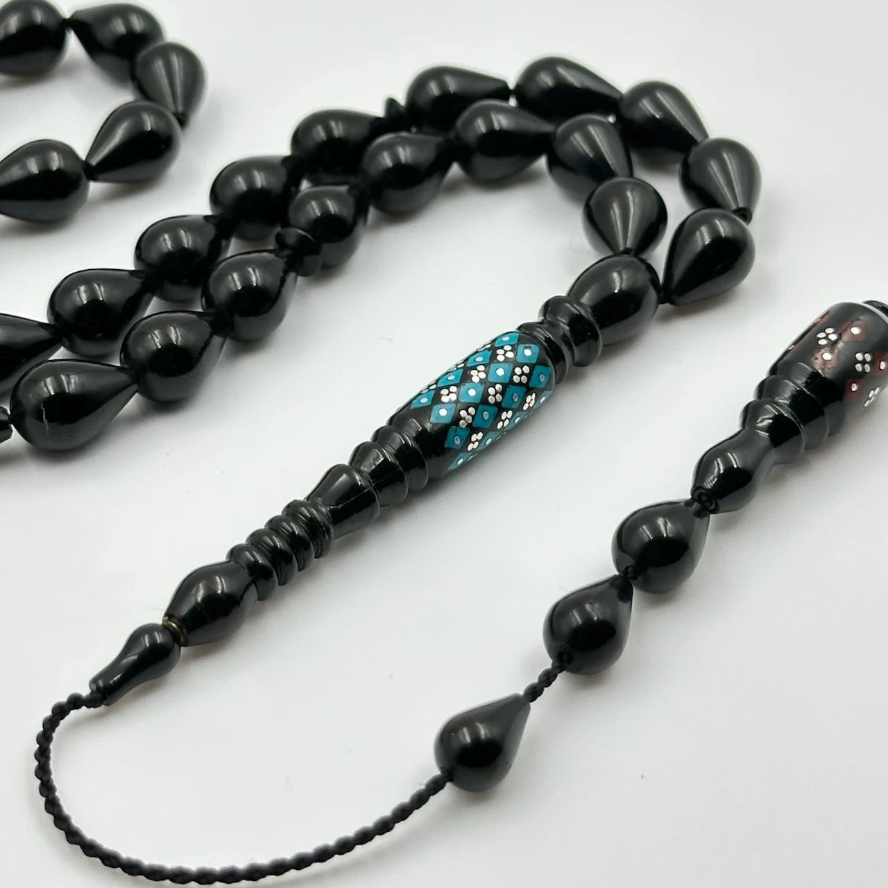 Has Erzurum Oltu Taşı İmame Firuze ve Gümüş İşçilikli Habbe Model Gözyaşı Damla Tasarım