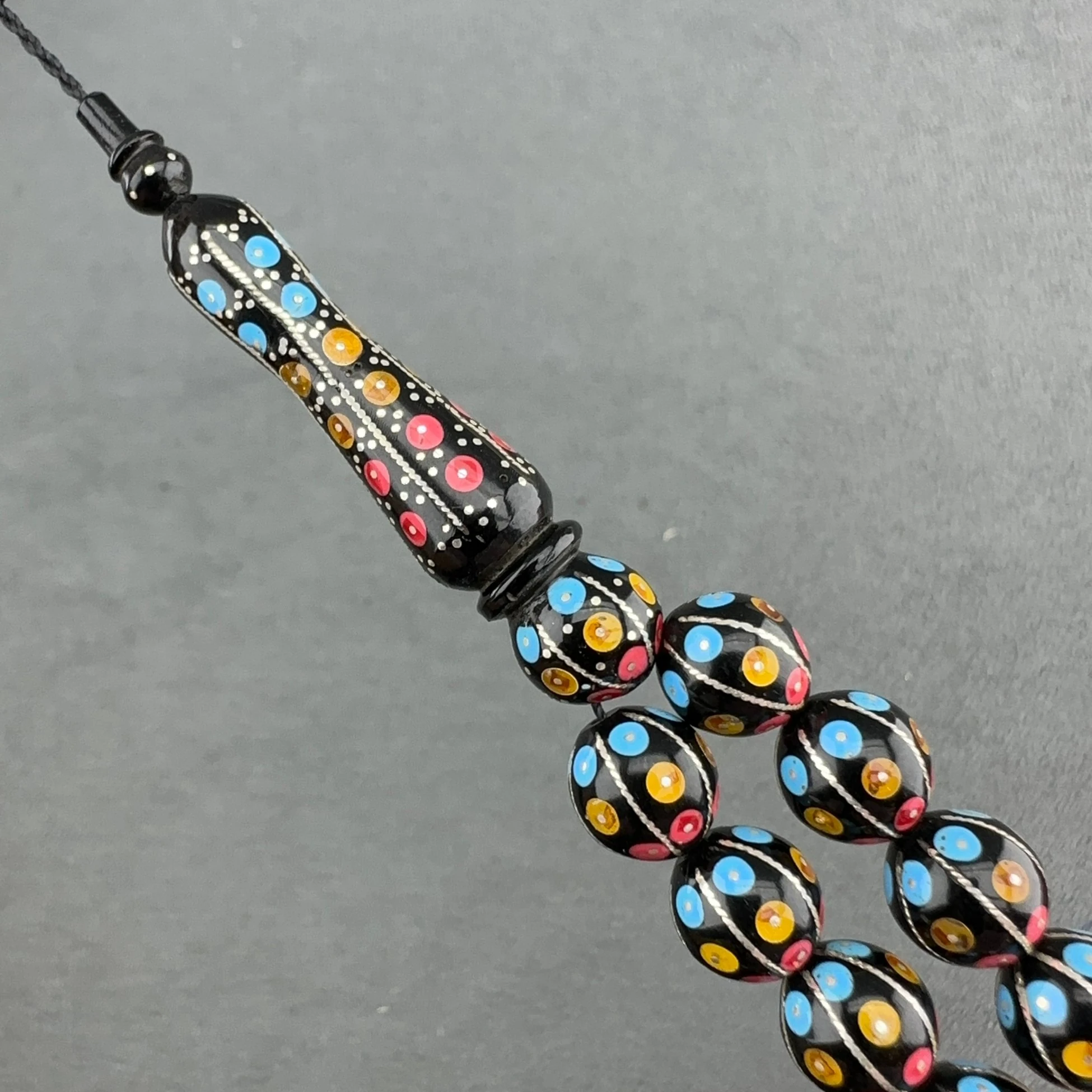 Kehribar Mercan Firuze İşlemeli Usta İşçilik Kuka Tespih