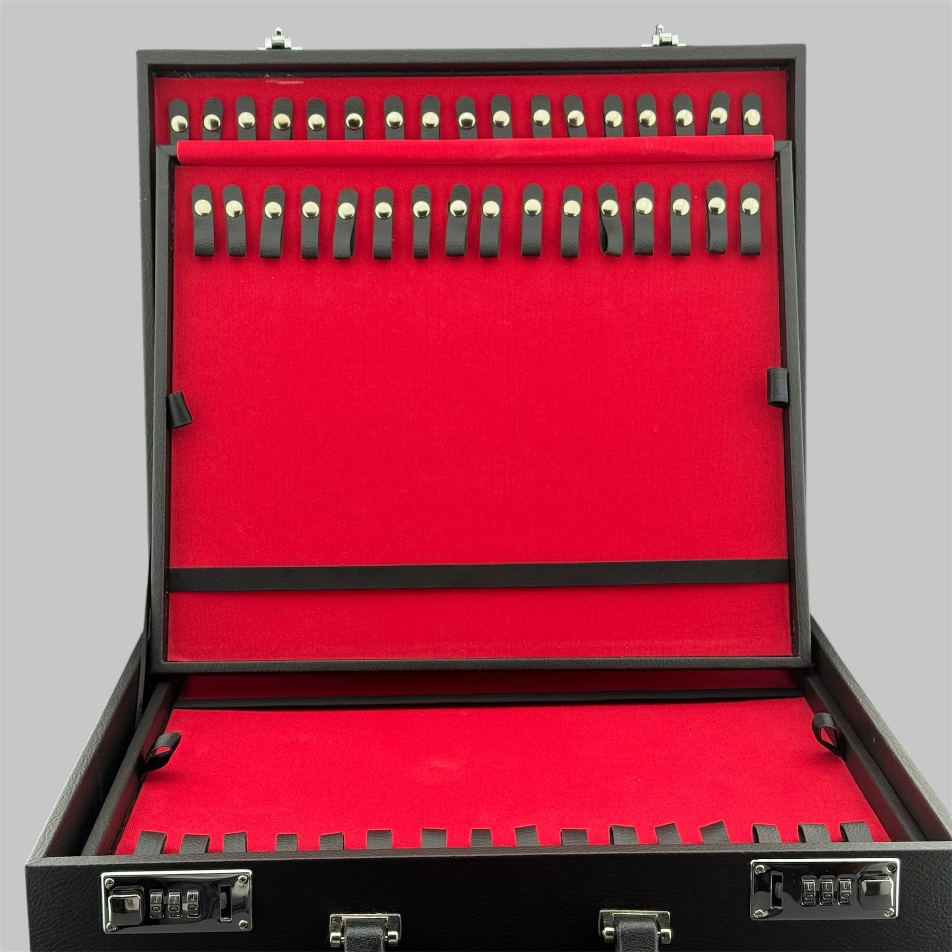 Siyah Deri Desenli 114'lü Koleksiyonluk Şifreli Tesbih Çantası