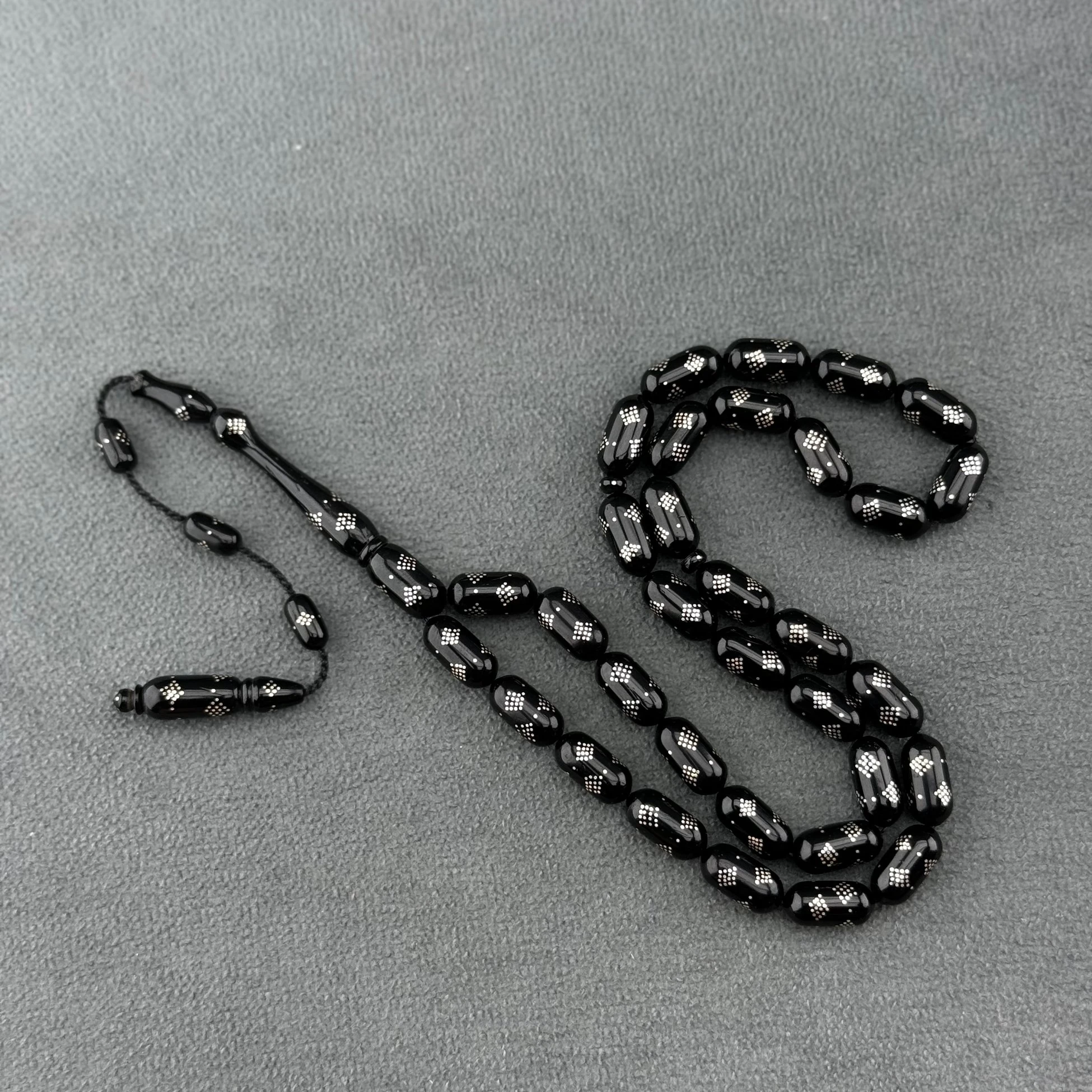 Bülbül Atölyeden Gümüş İşlemeli Abanoz Ağacı Tespih