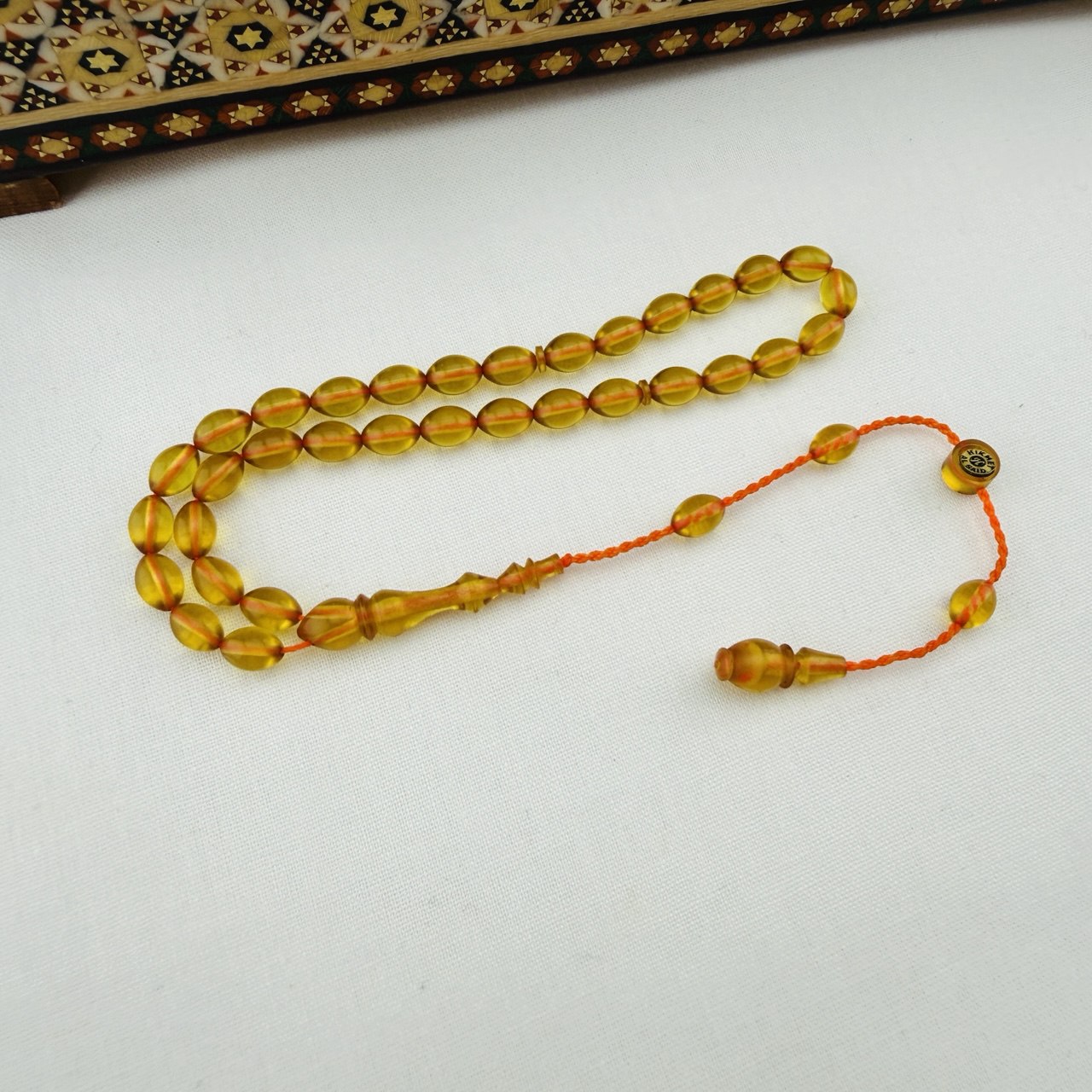 Usta İmzalı Bilek Boy Blok Zar Ateş Kehribar Tespih | Üstün Parlaklık