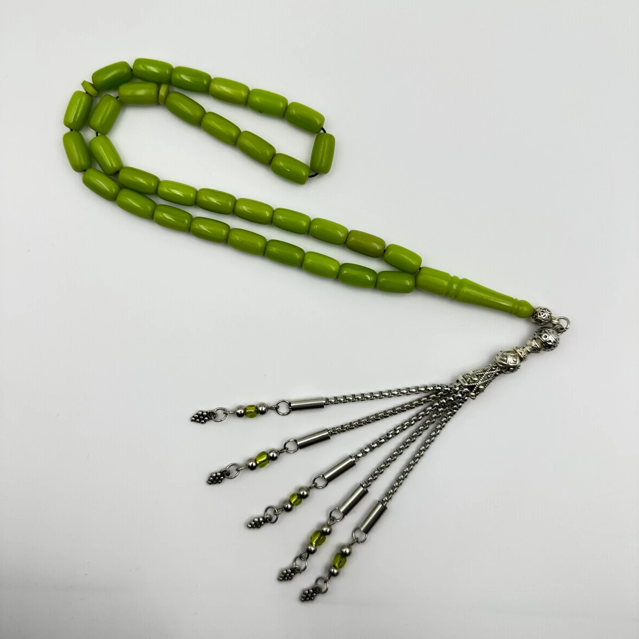 Limoni Yeşil Renk Alman Bakalit Usta Yapımı Koleksiyonluk Tespih