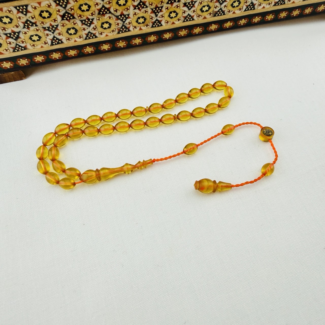 Usta İmzalı Bilek Boy Blok Zar Ateş Kehribar Tespih | Üstün Parlaklık