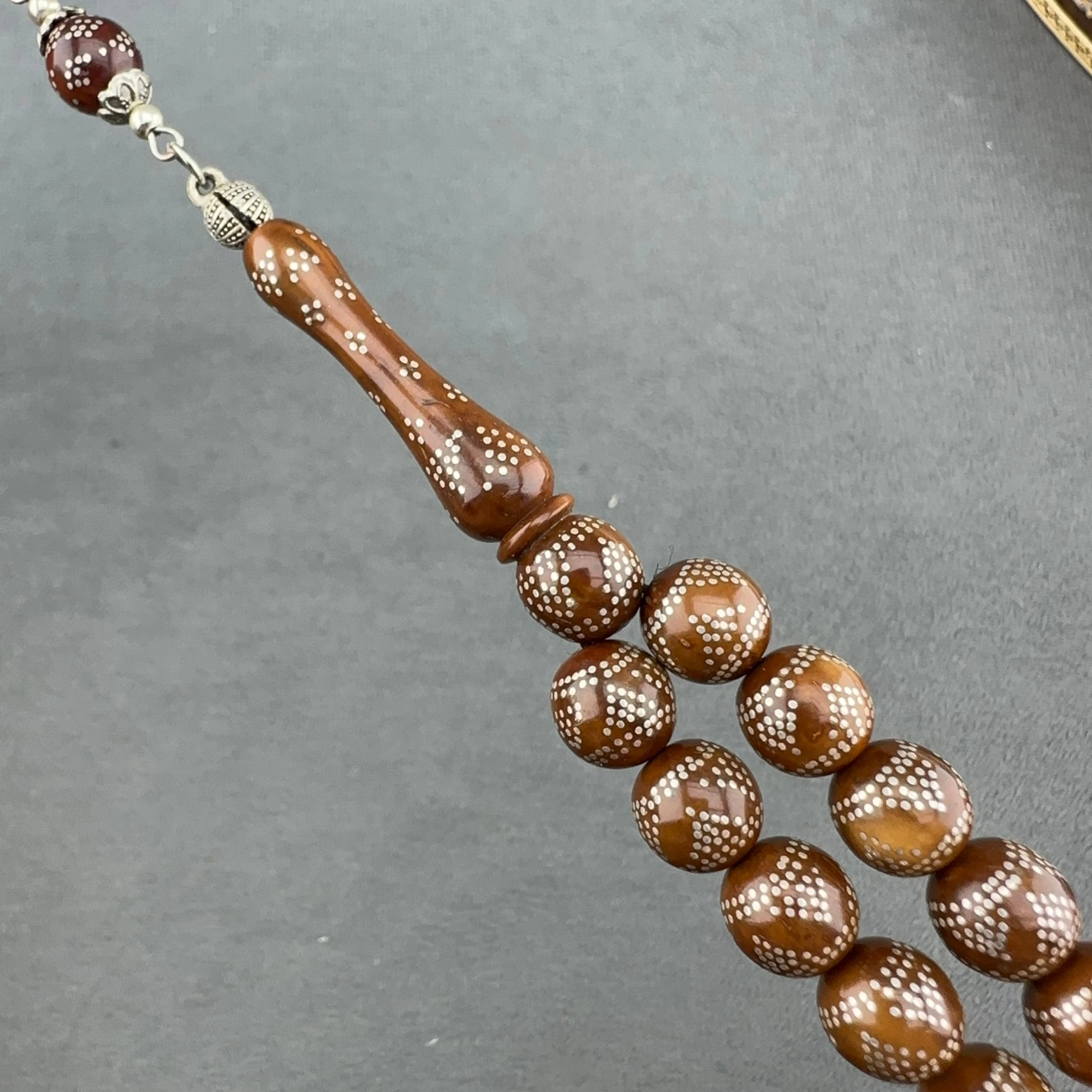 Baklava Model Gümüş İşlemeli Kuka Tespih