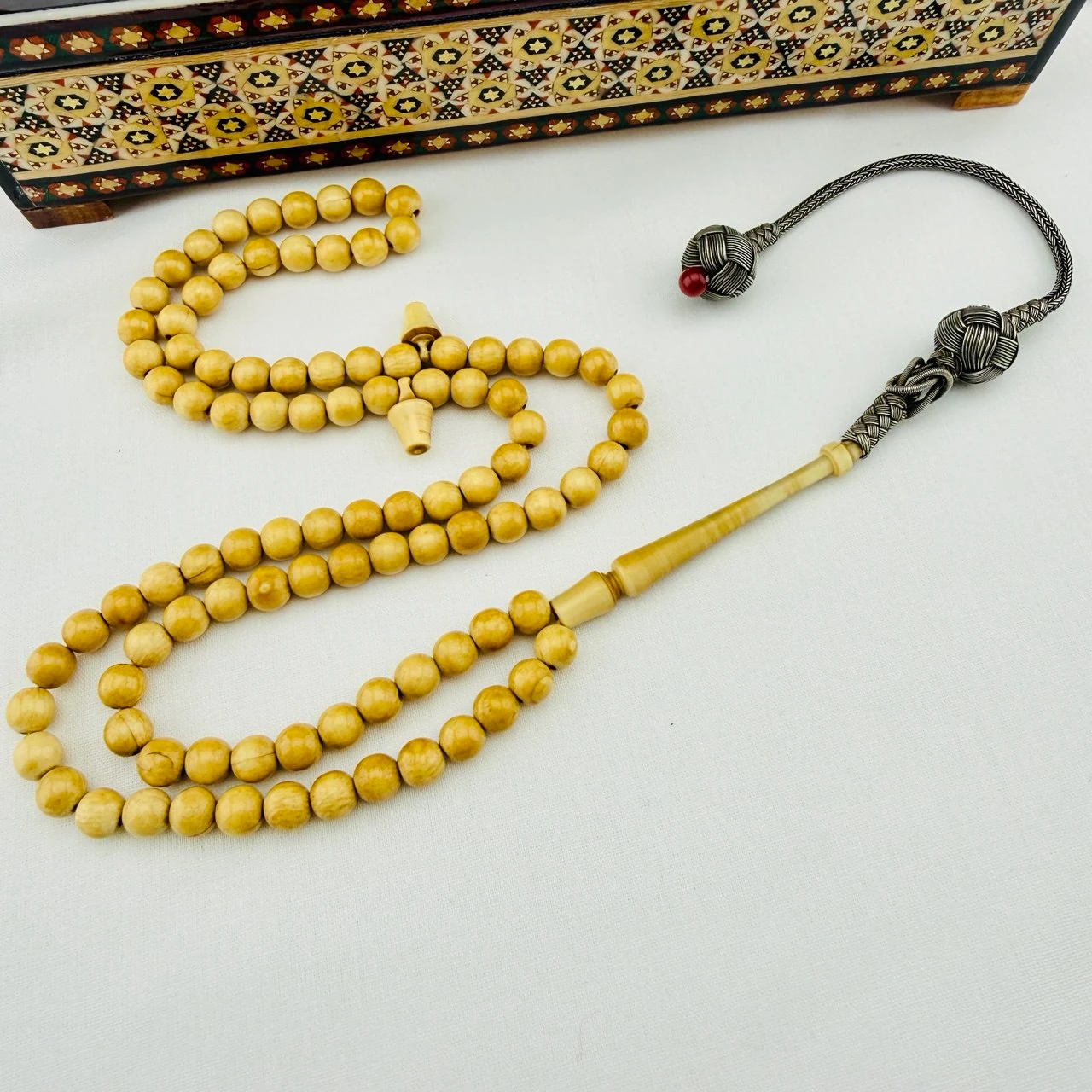 99’luk Fil Dişi Tespih – Mevlana Kapılı Mahmut Efendi Usta Yapımı Antika Koleksiyonluk Eser