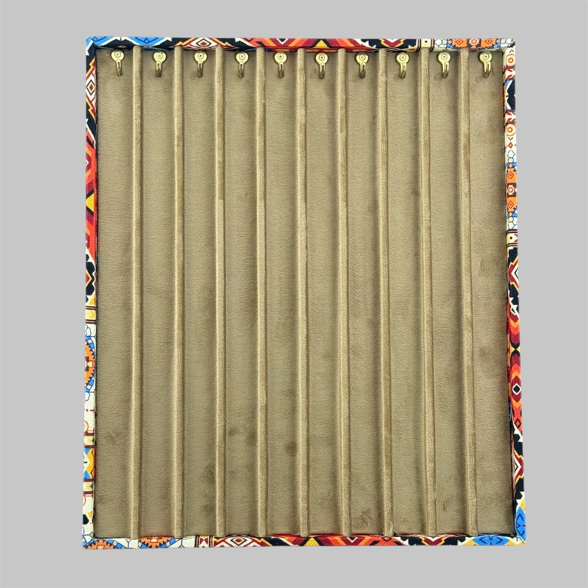 Otantik Motifli Kadife Kumaşlı Katlanabilir Ayaklı 10'lu Koleksiyon Tesbih Panosu