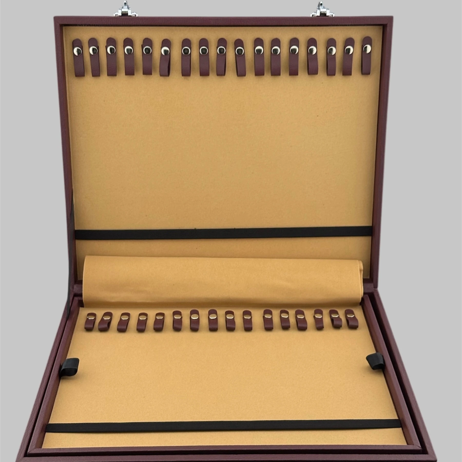 Bordo Deri Desenli 114'lü Koleksiyonluk Şifreli Tesbih Çantası