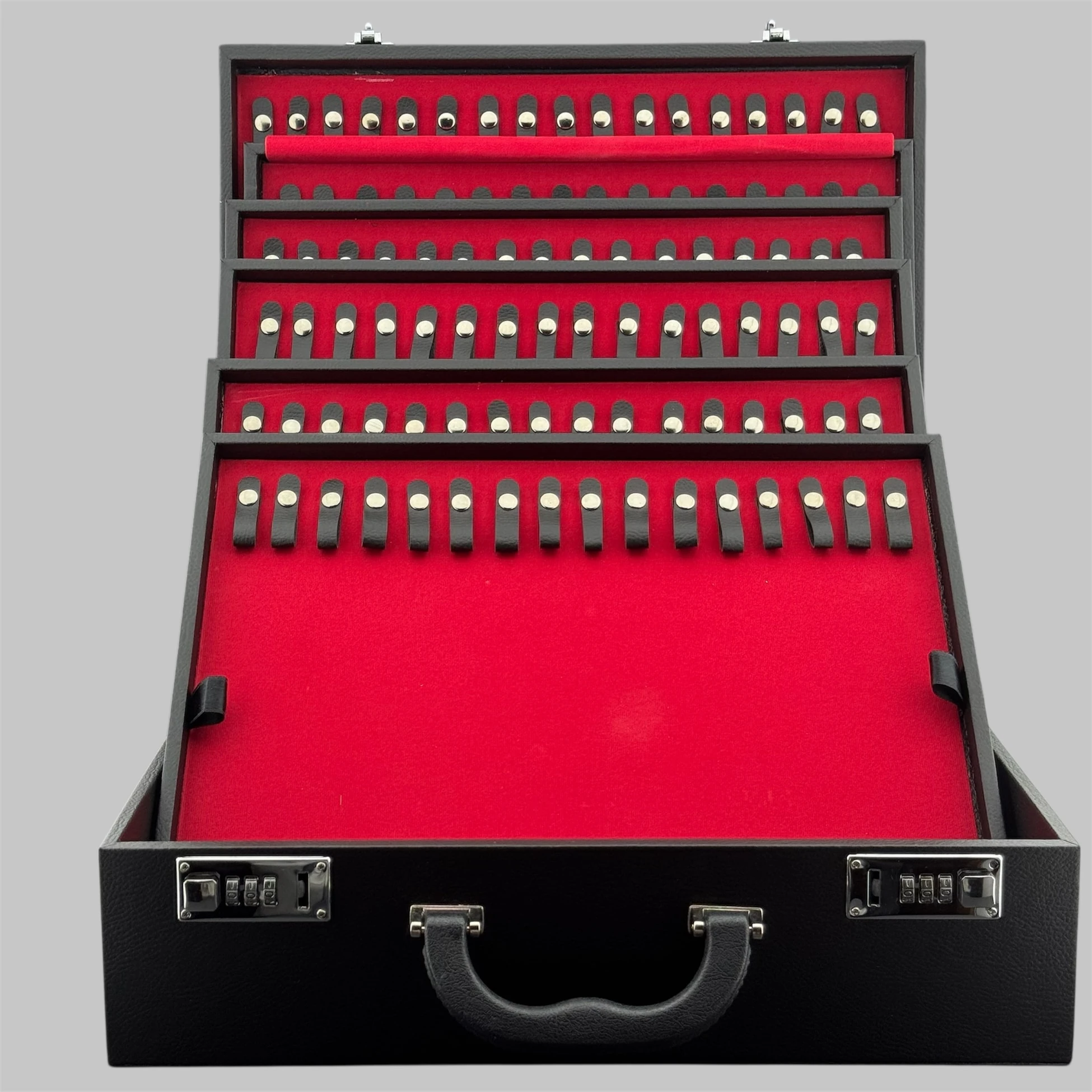 Siyah Deri Desenli 114'lü Koleksiyonluk Şifreli Tesbih Çantası