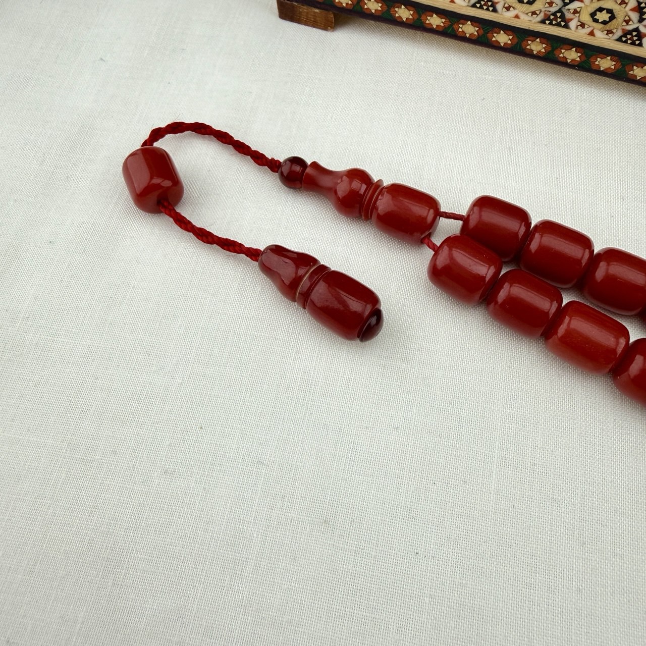 Mercan Rengi Sıkma Kehribar Efe Tespih