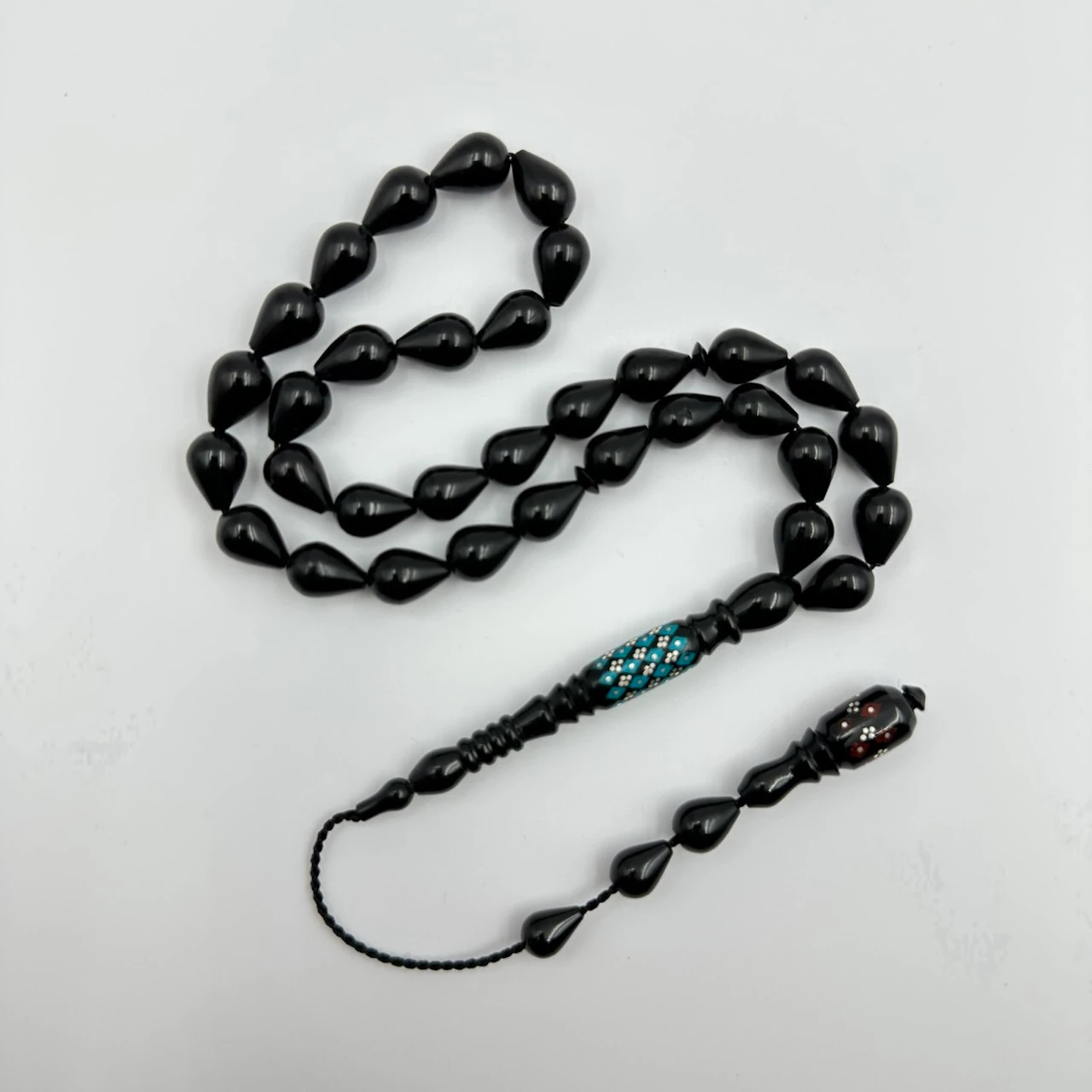 Has Erzurum Oltu Taşı İmame Firuze ve Gümüş İşçilikli Habbe Model Gözyaşı Damla Tasarım