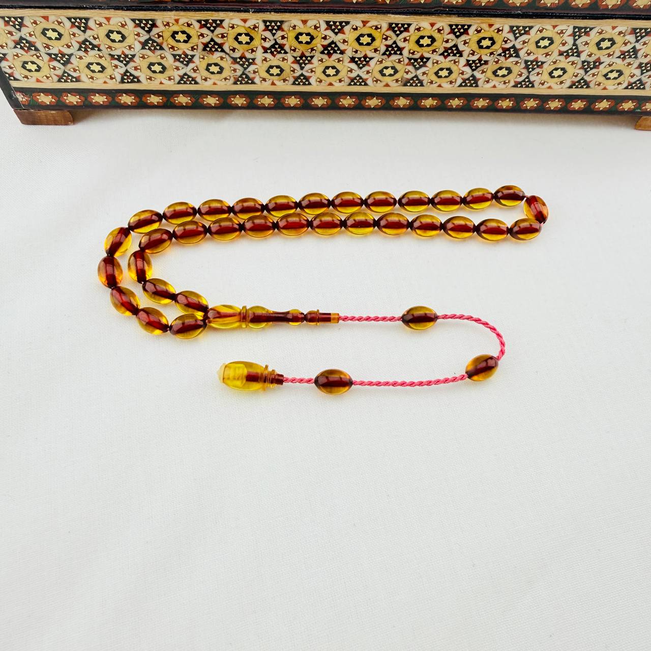 Fahrettin Bülbül Usta Yapımı Osmanlı Ateş Kehribar Tespih – Sanat ve Zarafetin Buluştuğu Eser