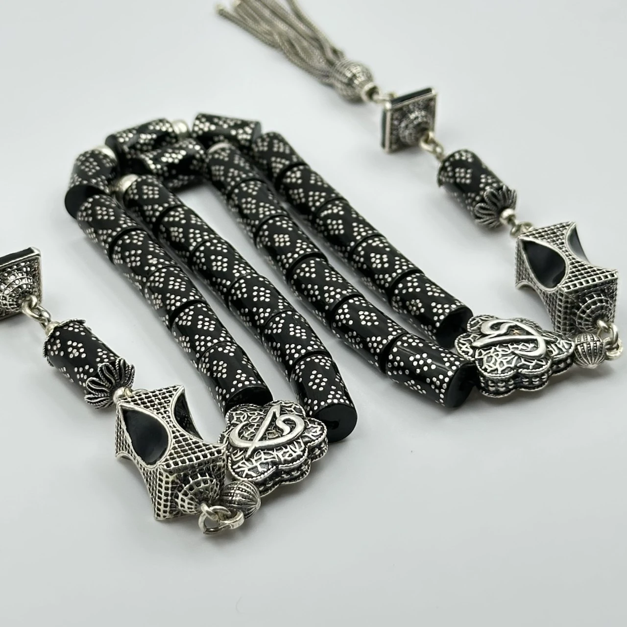 Has Oltu Taşı ve Gümüş Dizayn Özel Tasarım (1 Adet Üretildi) Koleksiyonluk Tespih