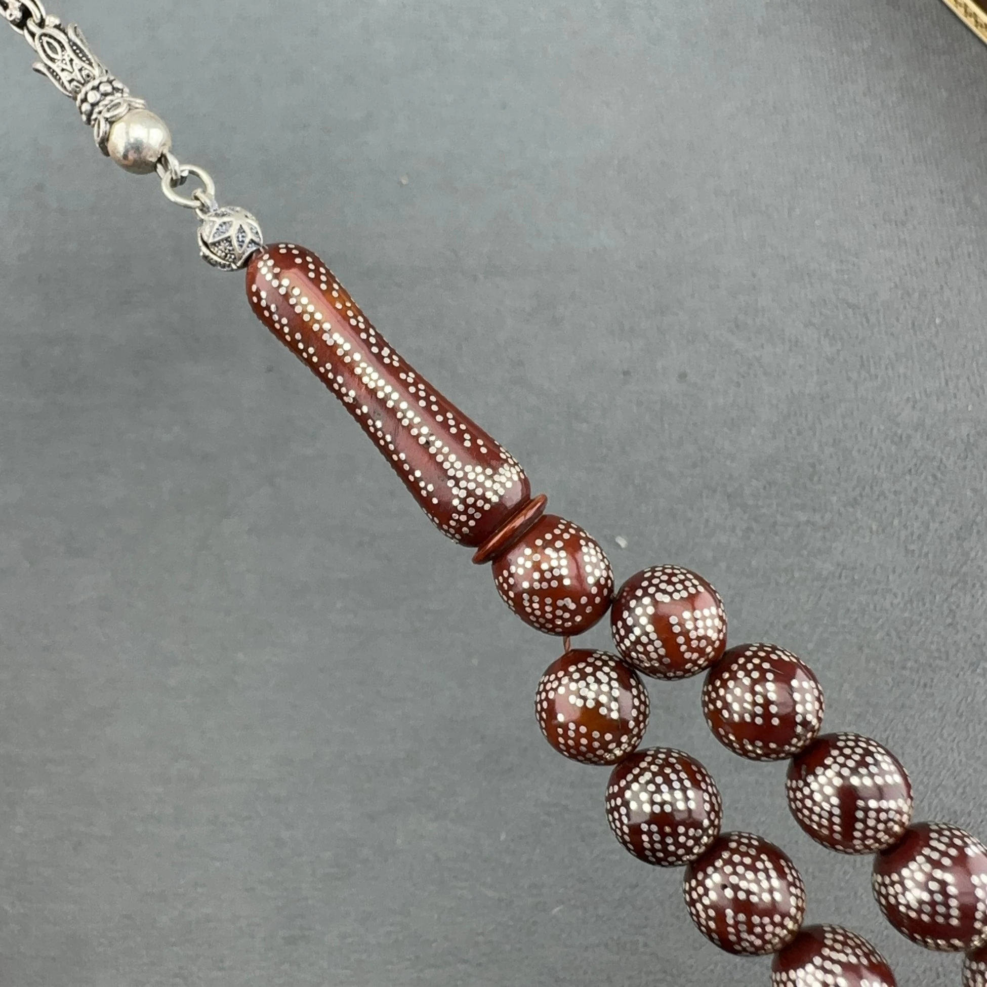 Kral Gümüş Zincirli Yoğun Gümüş Çakımlı Kuka Tespih