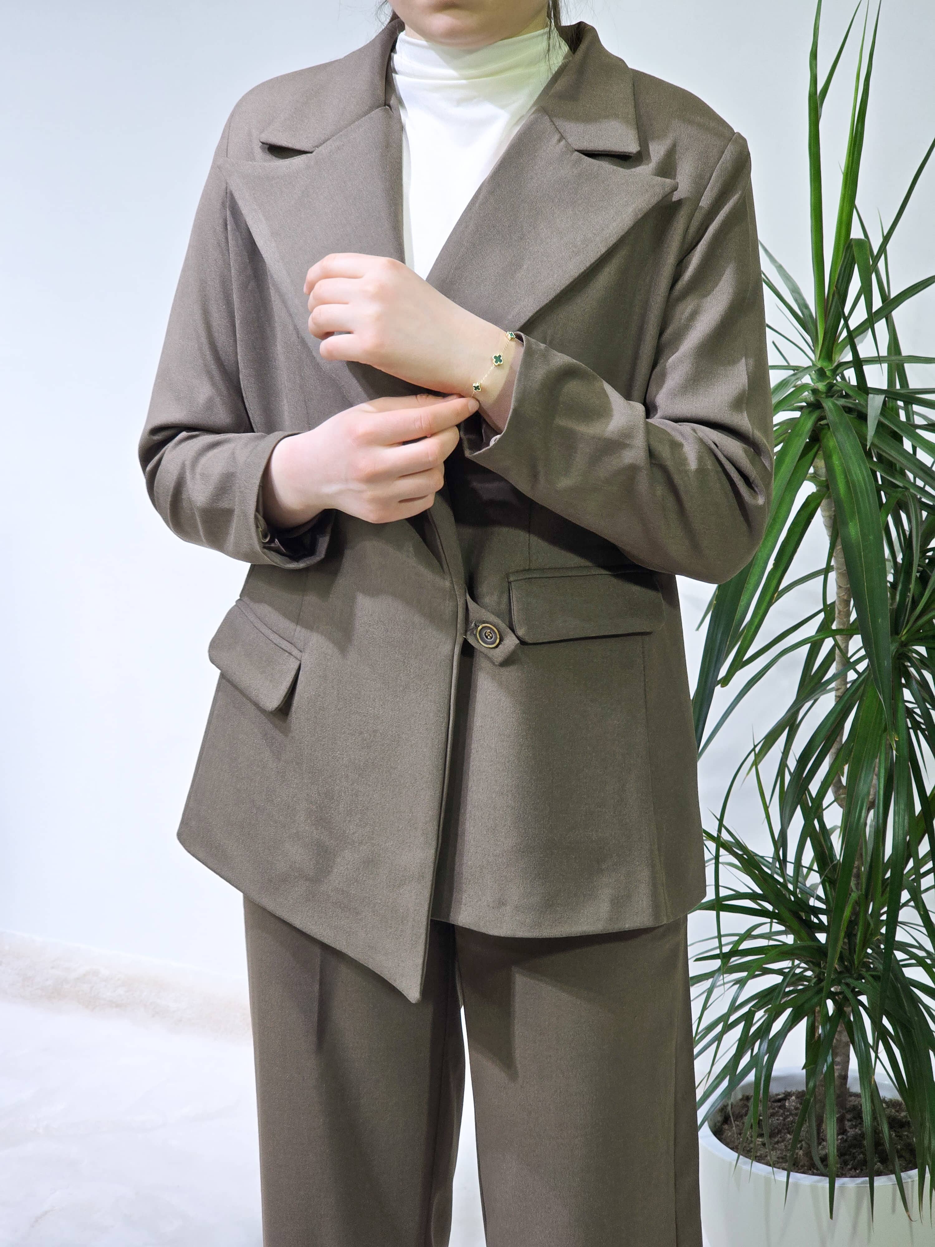 Yandan Bağlamalı Kadın Blazer Takım