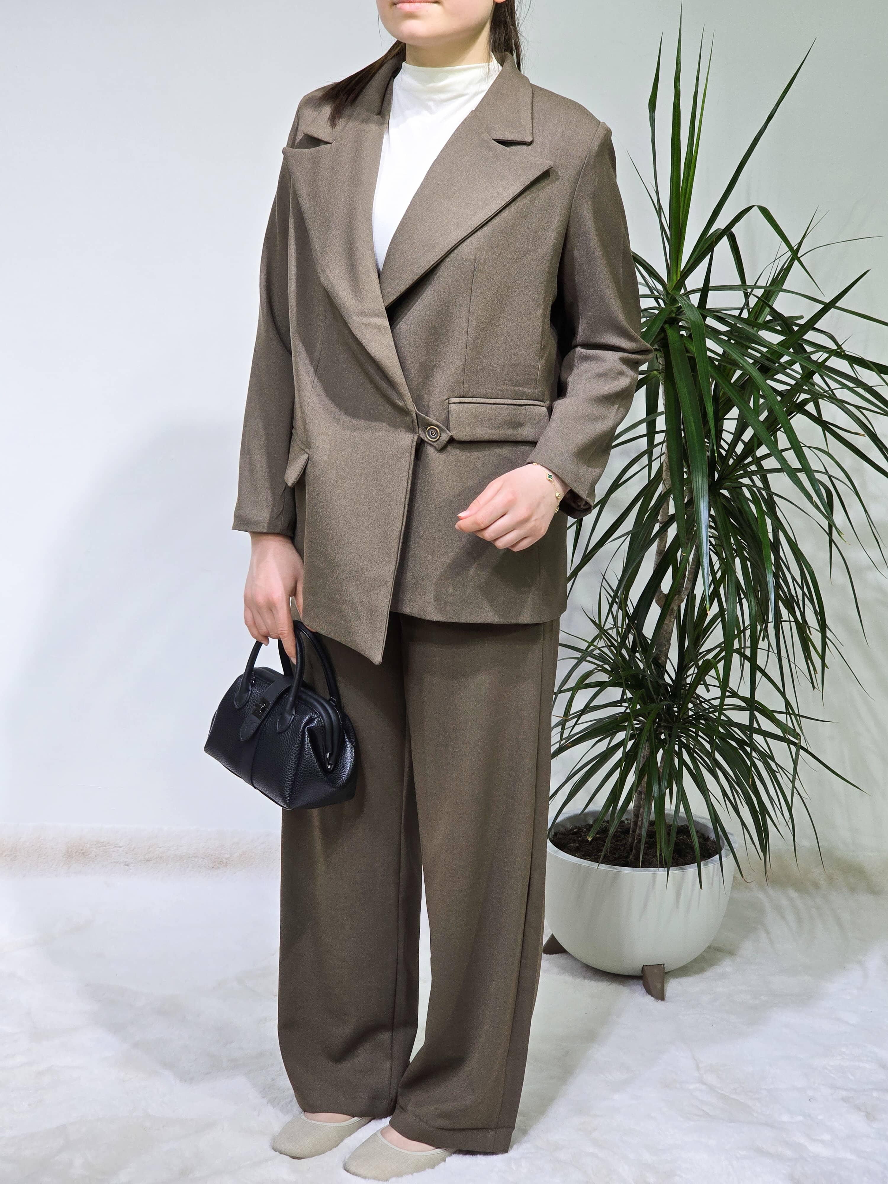 Yandan Bağlamalı Kadın Blazer Takım