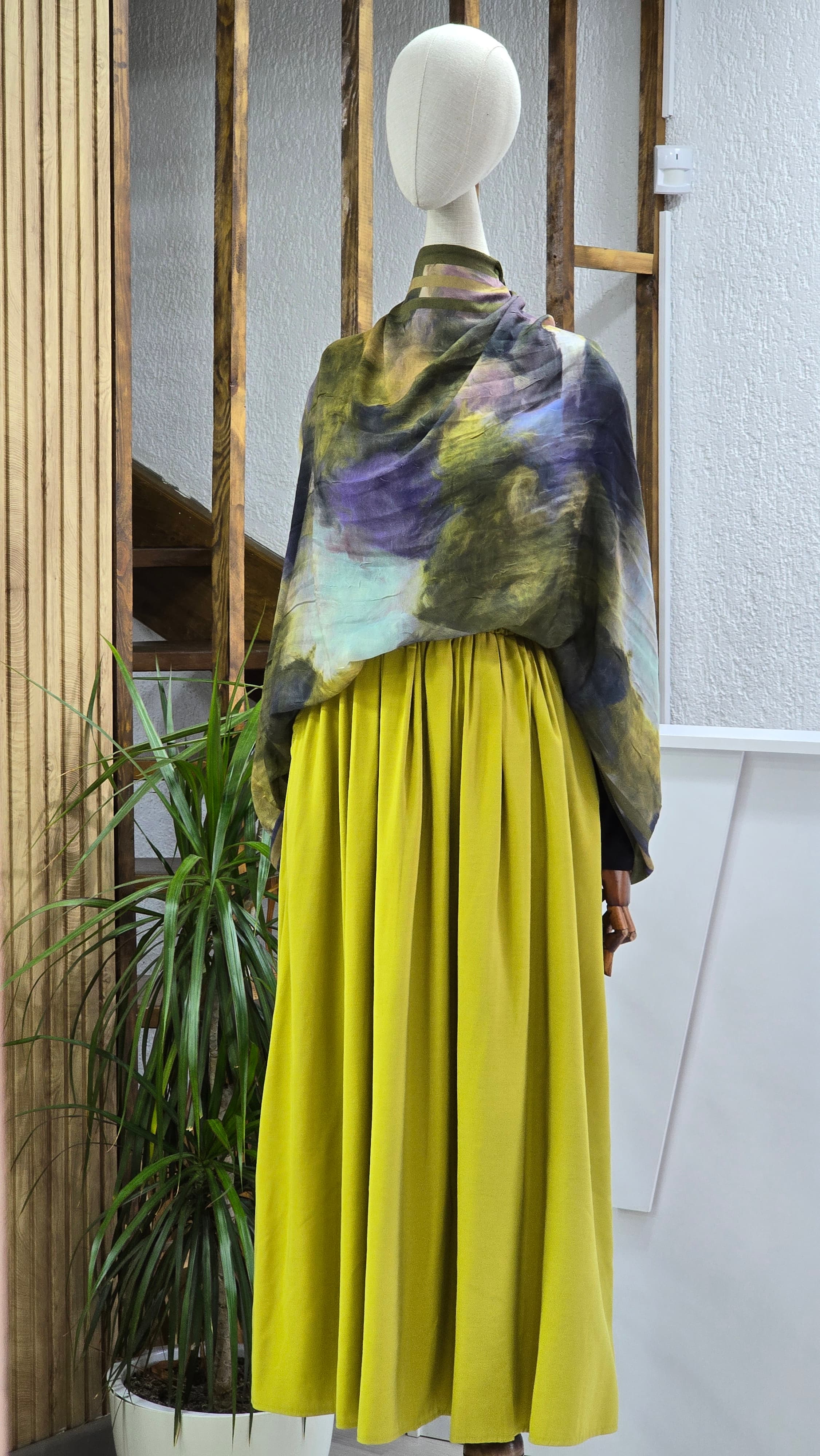 YAĞ YEŞİLİ CEPLİ RAHAT KESİM BELİ LASTİKLİ ETEK - L-XL